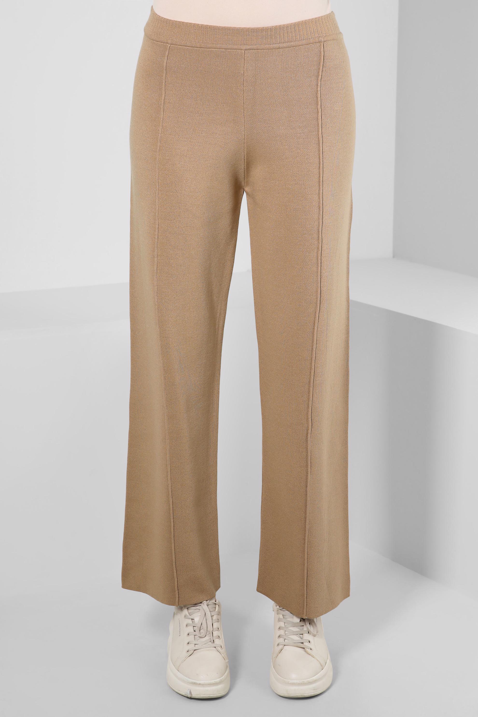 Tesettür giyim KAHVE BELİ LASTİKLİ TRİKO PANTOLON 70607 