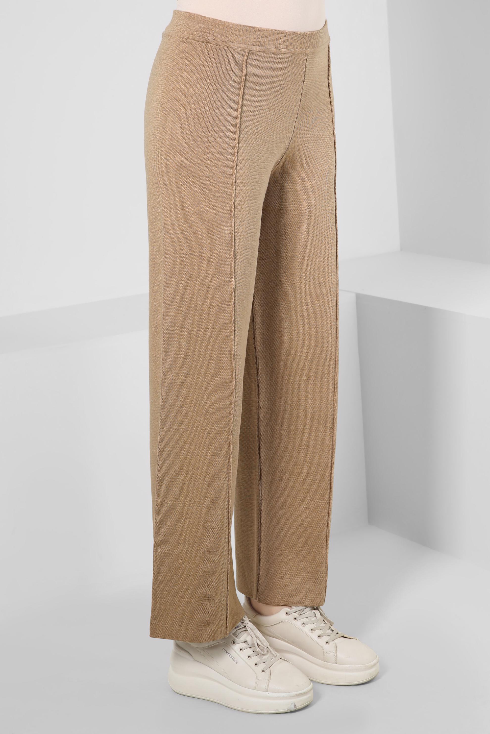 Tesettür giyim KAHVE BELİ LASTİKLİ TRİKO PANTOLON 70607 