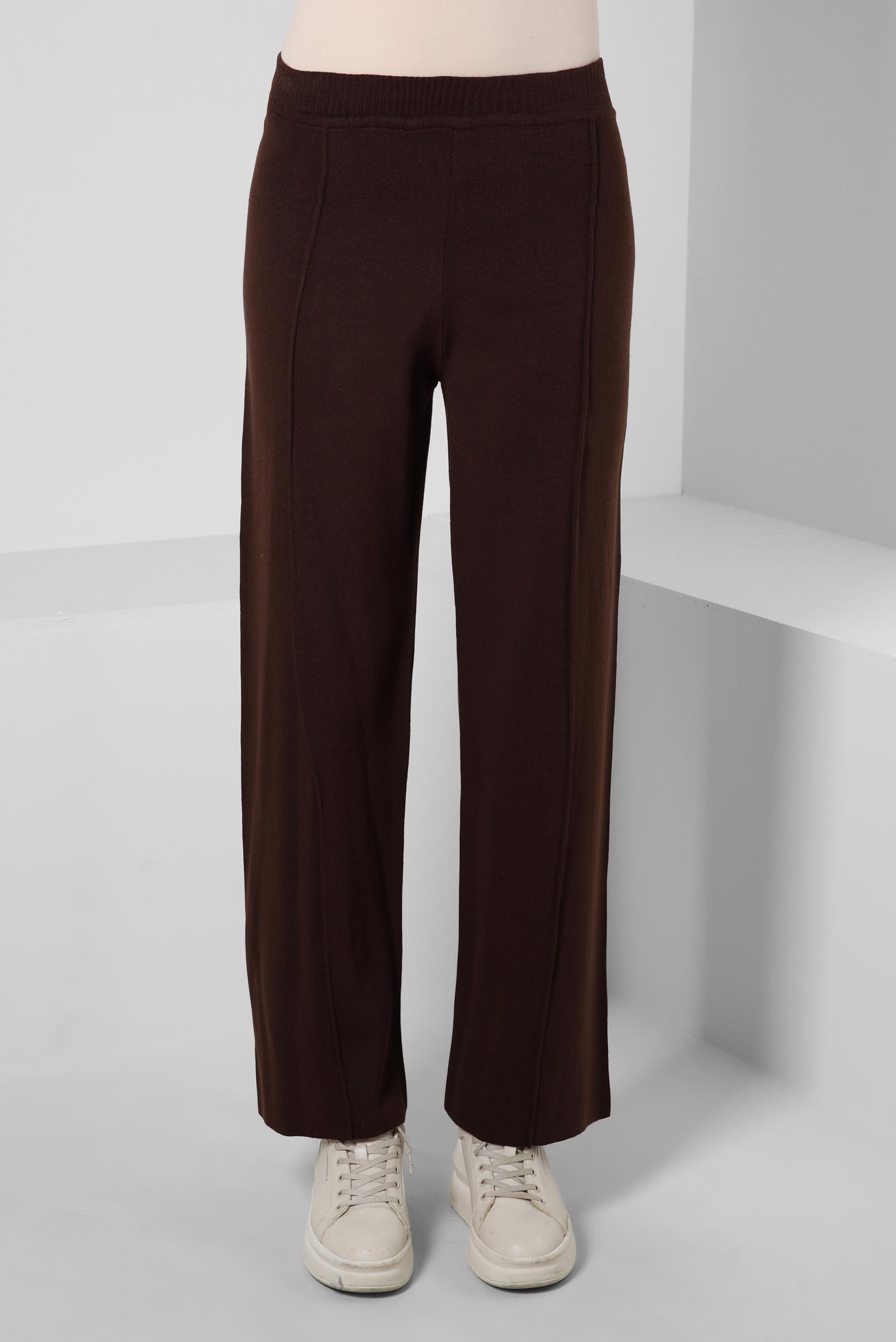 Vêtements hijab BRUN PANTALON EN TRICOT À TAILLE ÉLASTIQUE 70607