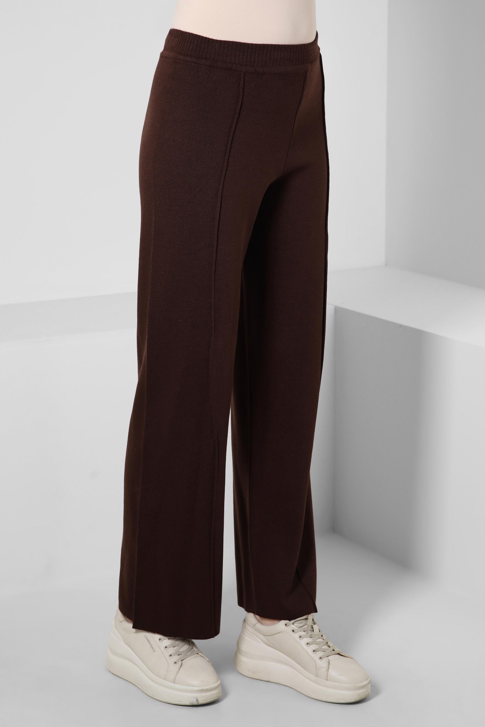 Vêtements hijab BRUN PANTALON EN TRICOT À TAILLE ÉLASTIQUE 70607