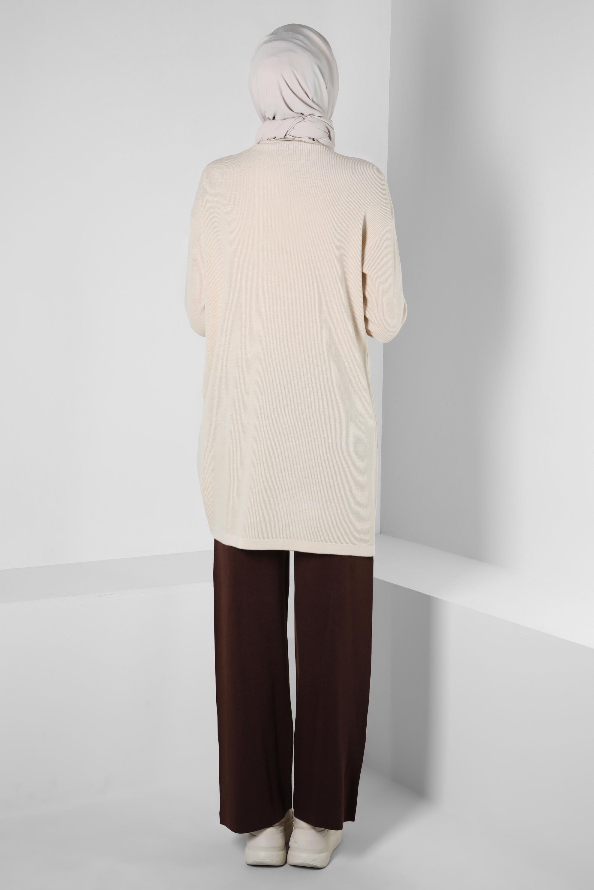 Vêtements hijab BRUN PANTALON EN TRICOT À TAILLE ÉLASTIQUE 70607