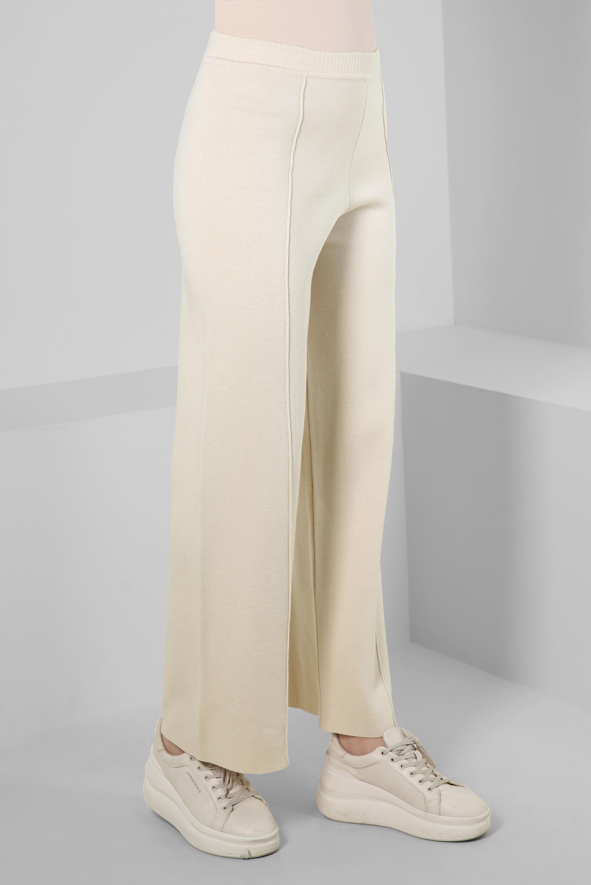 Vêtements hijab BEIGE PANTALON EN TRICOT À TAILLE ÉLASTIQUE 70607