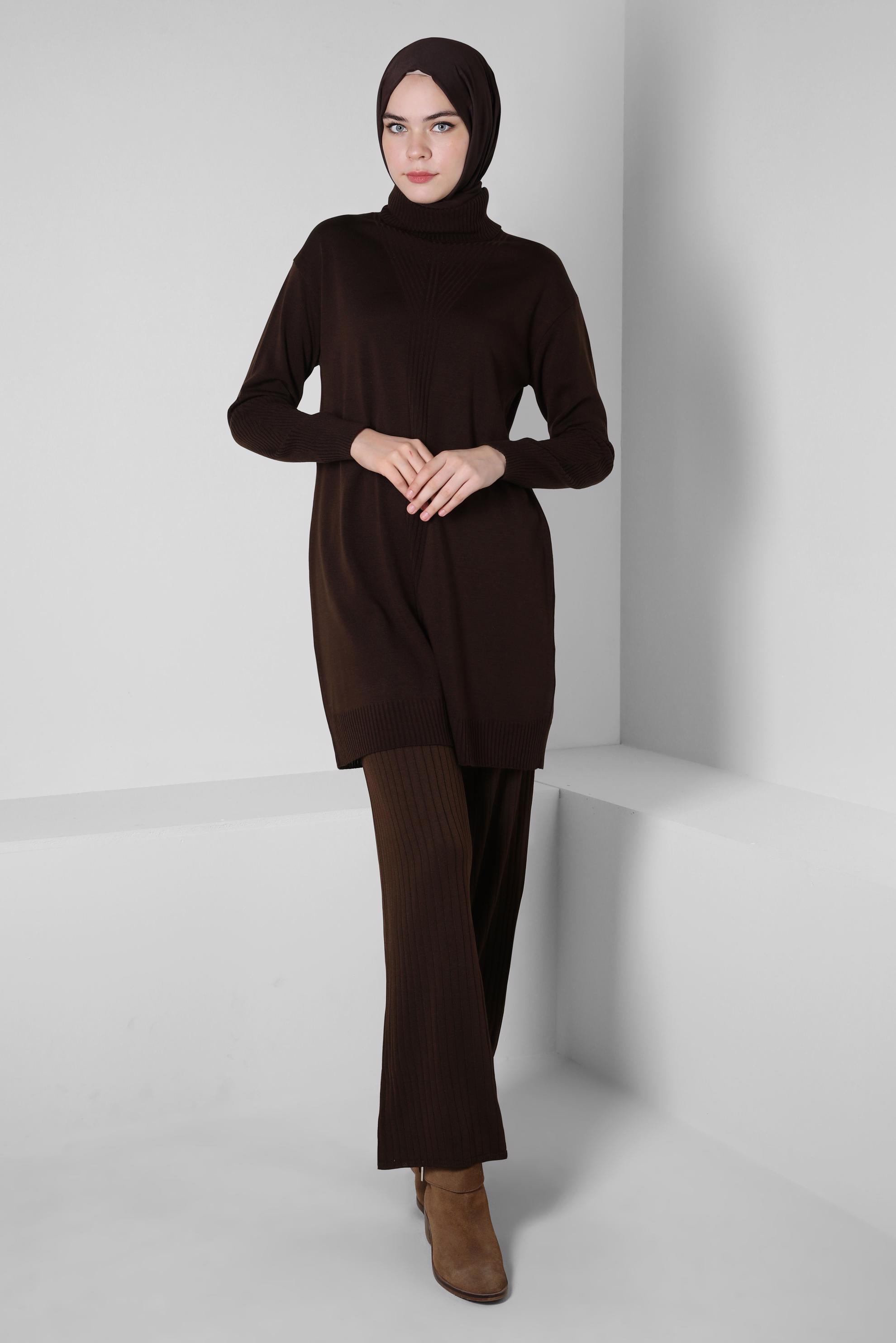 Vêtements hijab BRUN PANTALON EN MAILLE 70608