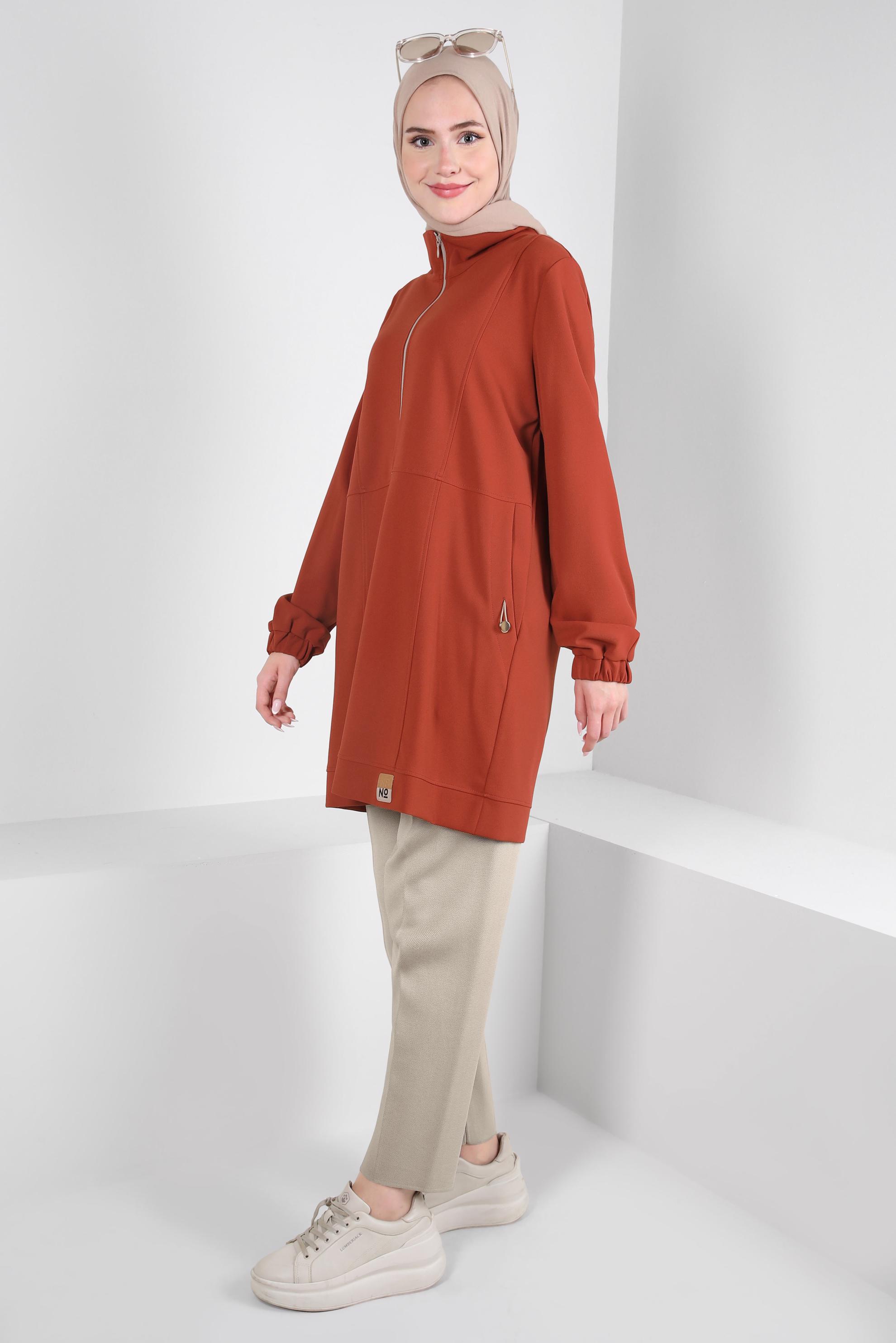 Tesettür giyim BEJ YÜKSEK BEL TRİKO PANTOLON 70609