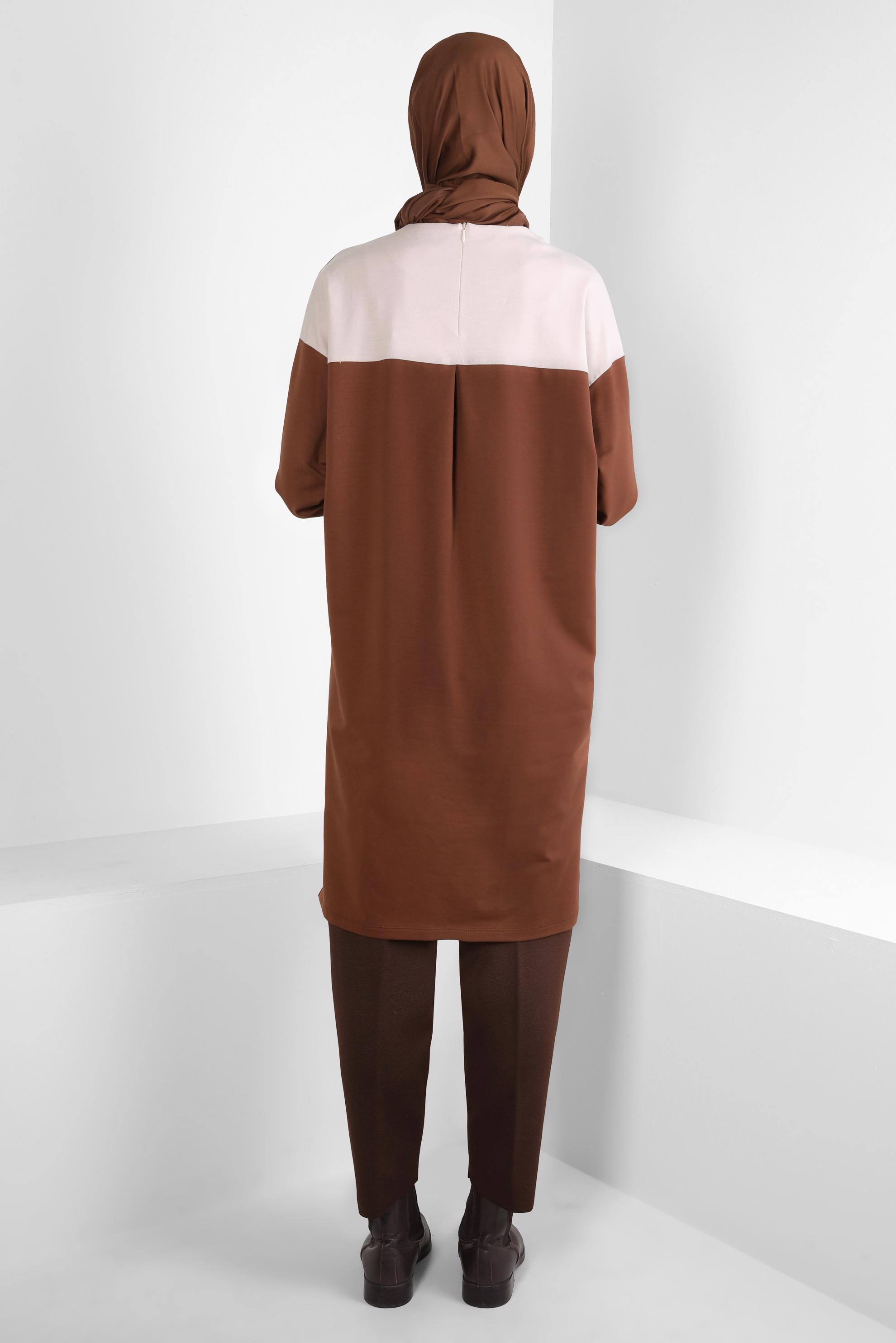 Tesettür giyim KAHVE YÜKSEK BEL TRİKO PANTOLON 70609