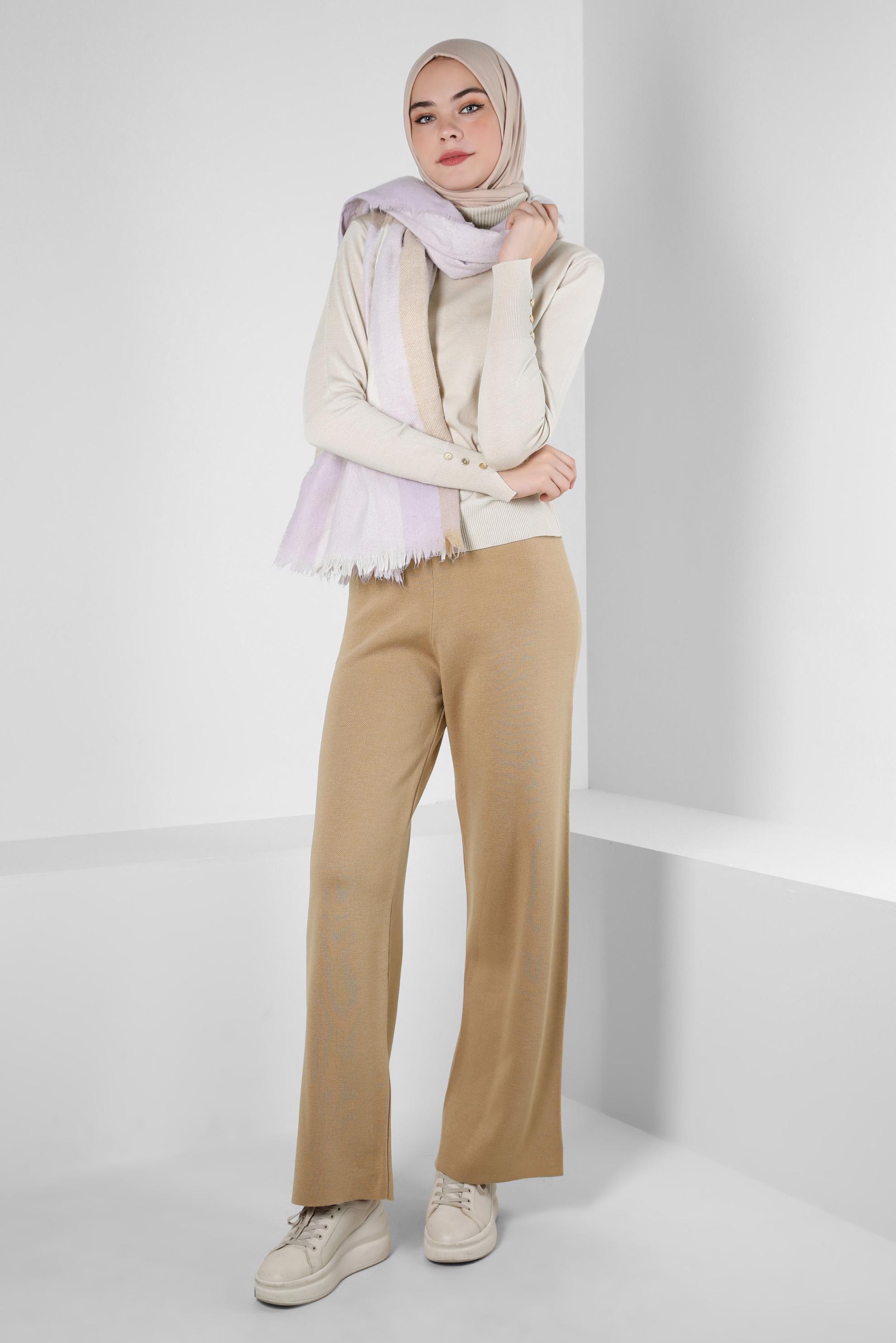 Vêtements hijab BRUN PANTALON EN MAILLE 70610