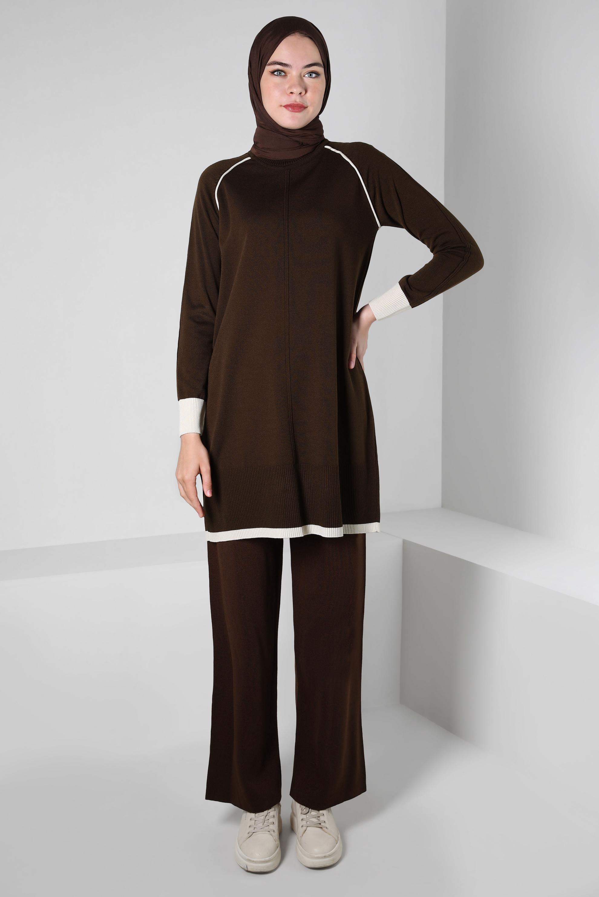 Vêtements hijab BRUN PANTALON EN MAILLE 70610