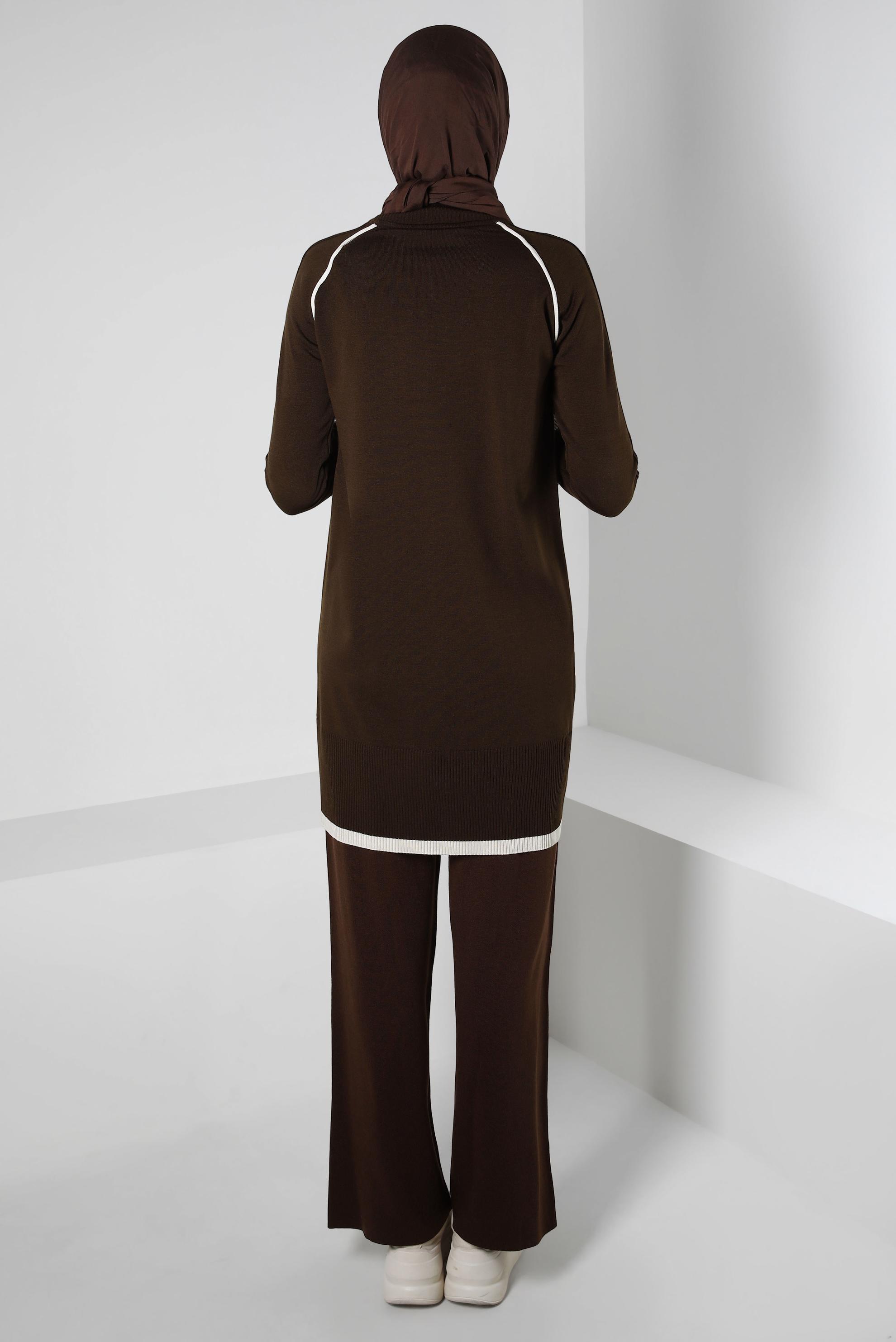 Vêtements hijab BRUN PANTALON EN MAILLE 70610