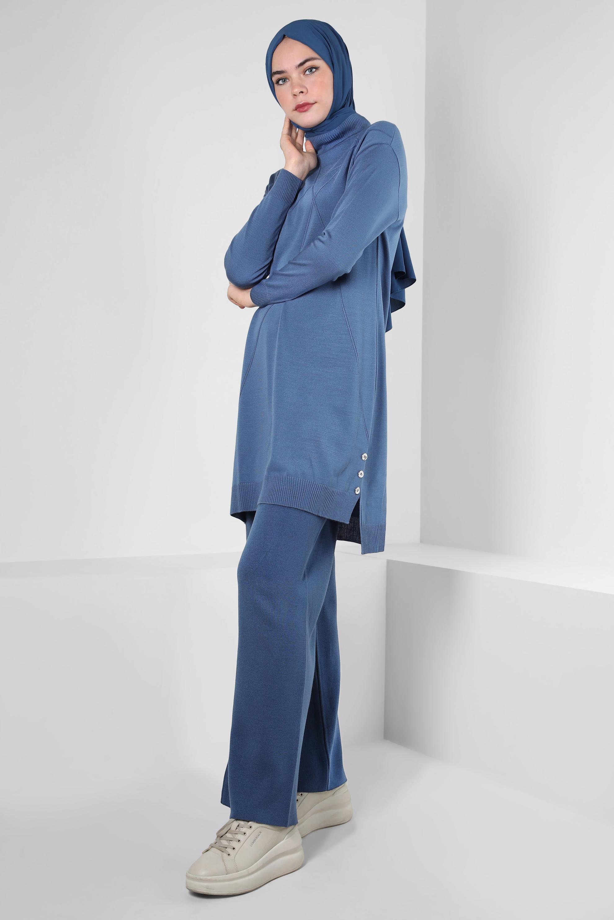 Vêtements hijab BLEU MARINE PANTALON EN MAILLE 70610