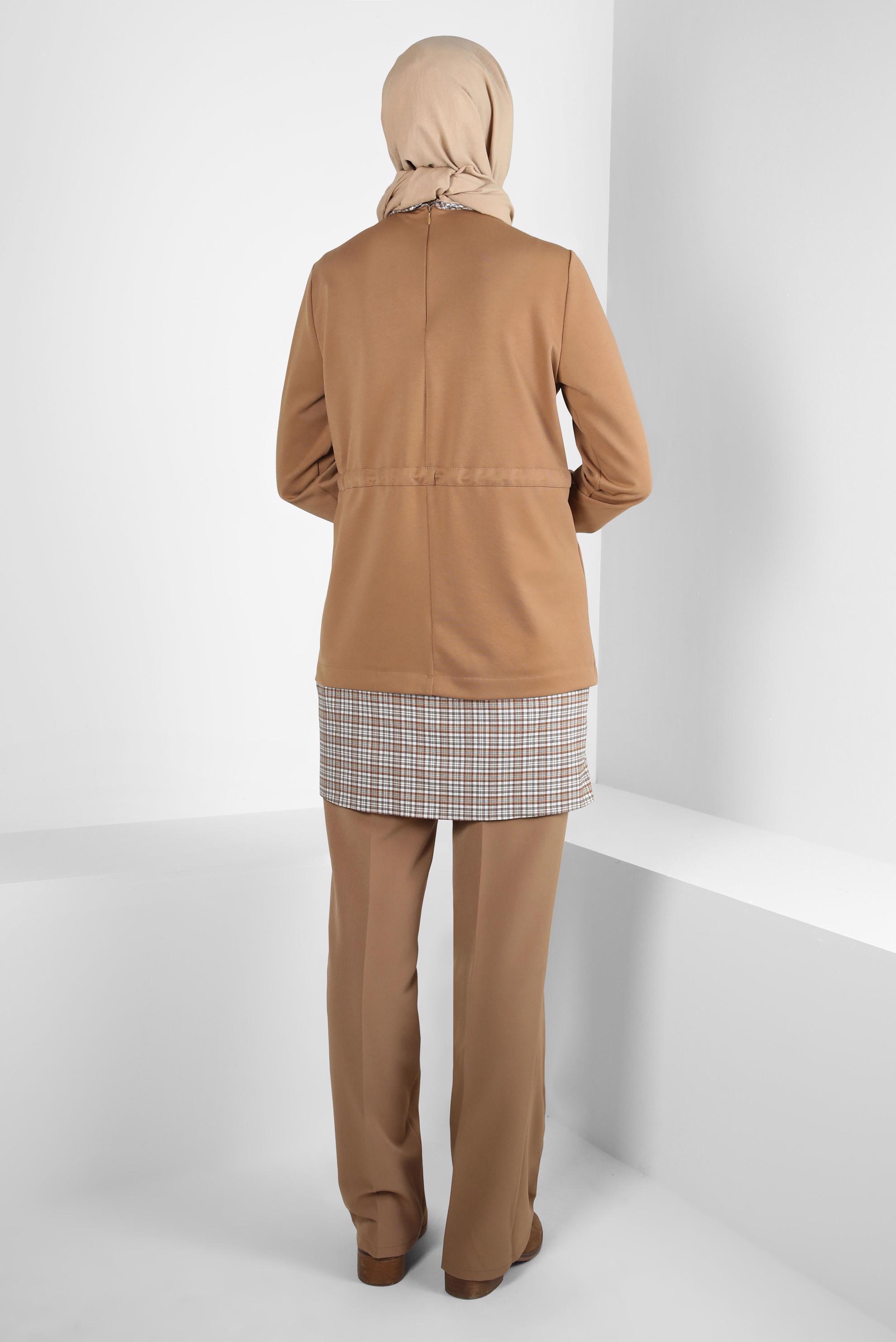 Tesettür giyim BEJ YÜKSEK BEL PANTOLON 70614