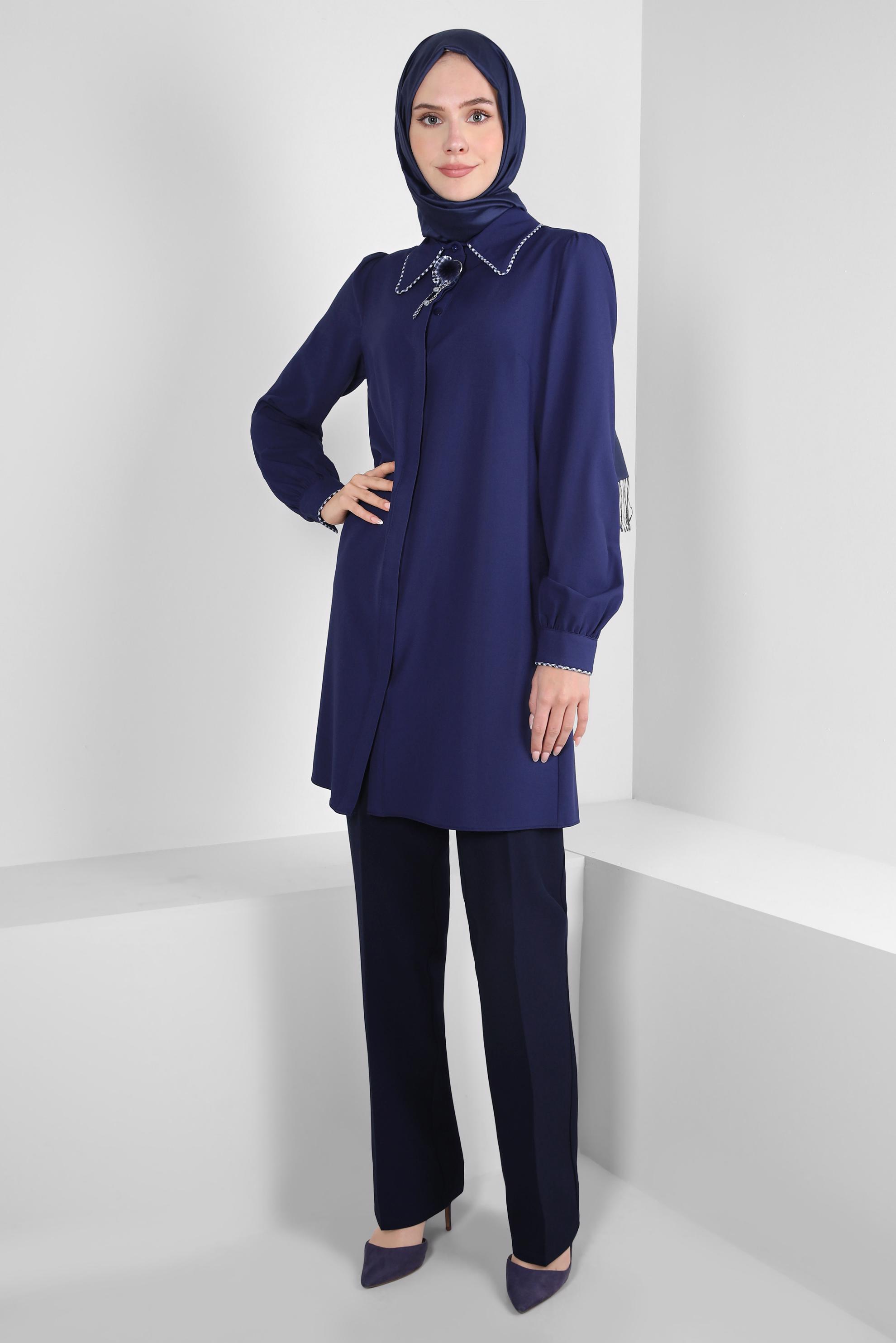 Tesettür giyim LACİVERT YÜKSEK BEL PANTOLON 70614