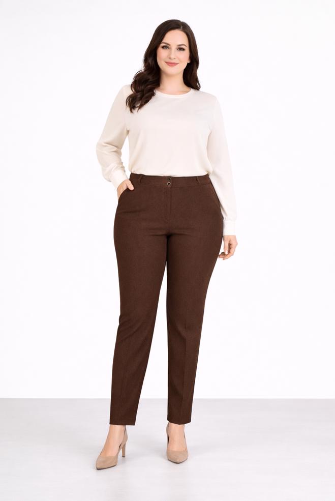 Hijab clothing BROWN SKINNY LEG PLUS SIZE PANTS 70615 - ALVİNA