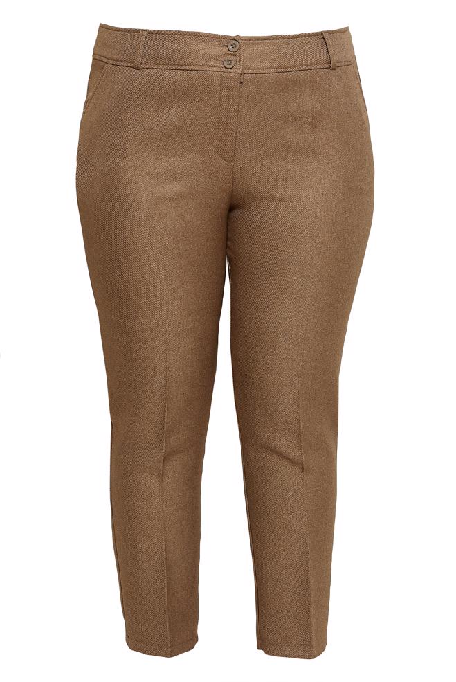 Tesettür giyim KAHVE DAR PAÇA BÜYÜK BEDEN PANTOLON 70615 - ALVİNA