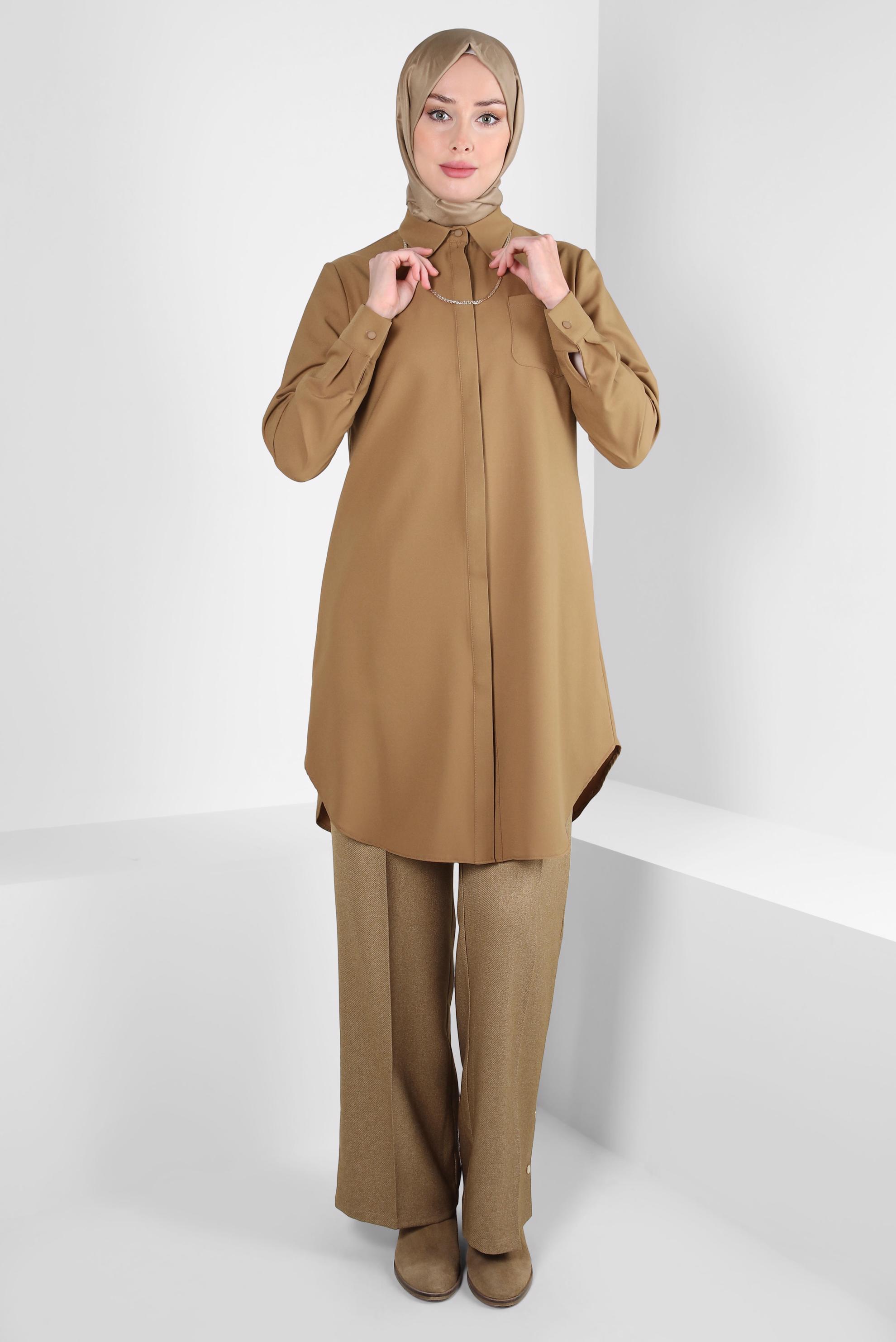 Tesettür giyim KAHVE GENİŞ PAÇA PANTOLON 70616