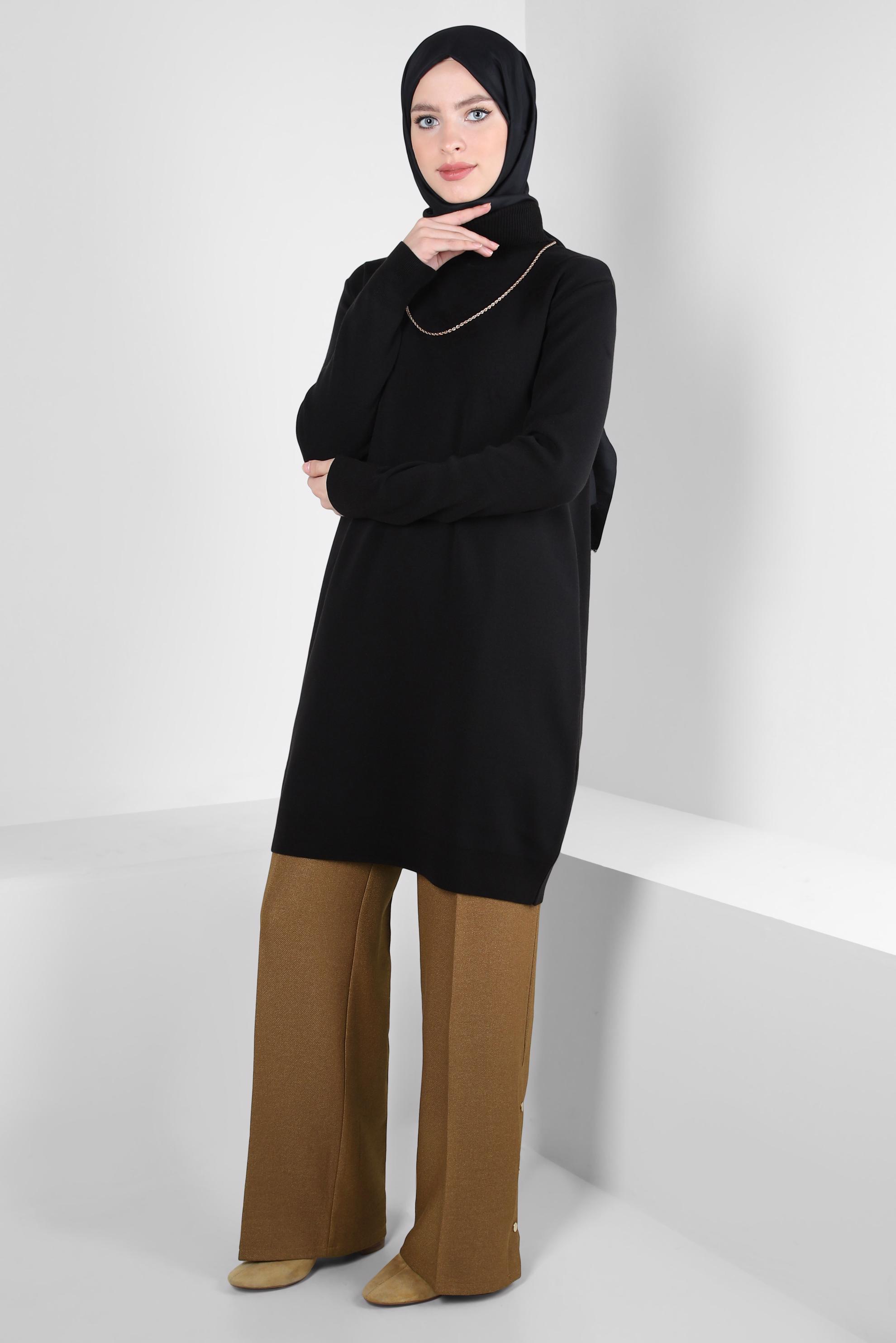 Tesettür giyim SARI GENİŞ PAÇA PANTOLON 70616