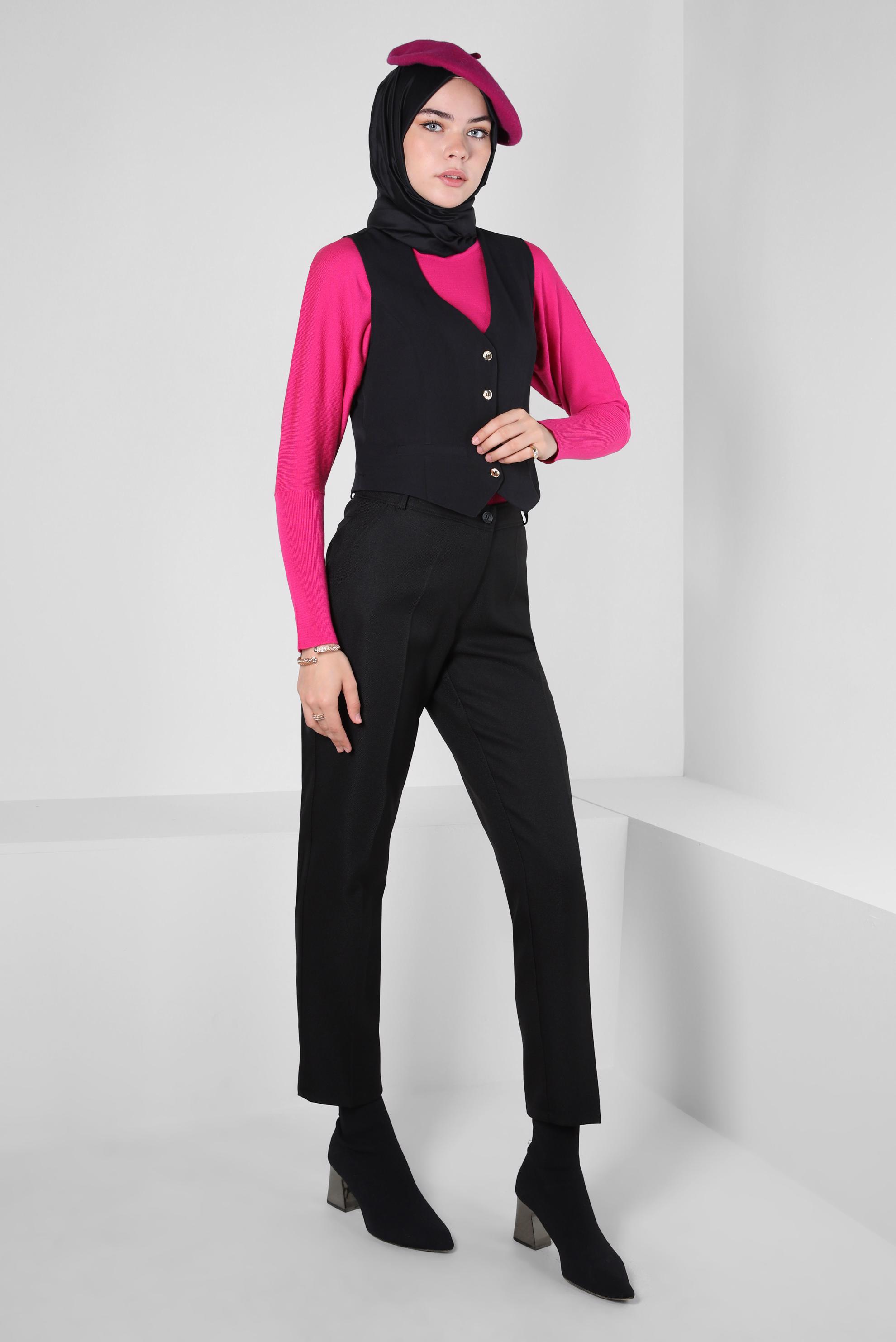 Vêtements hijab NOIR PANTALON COUPE CLASSIQUE 70617