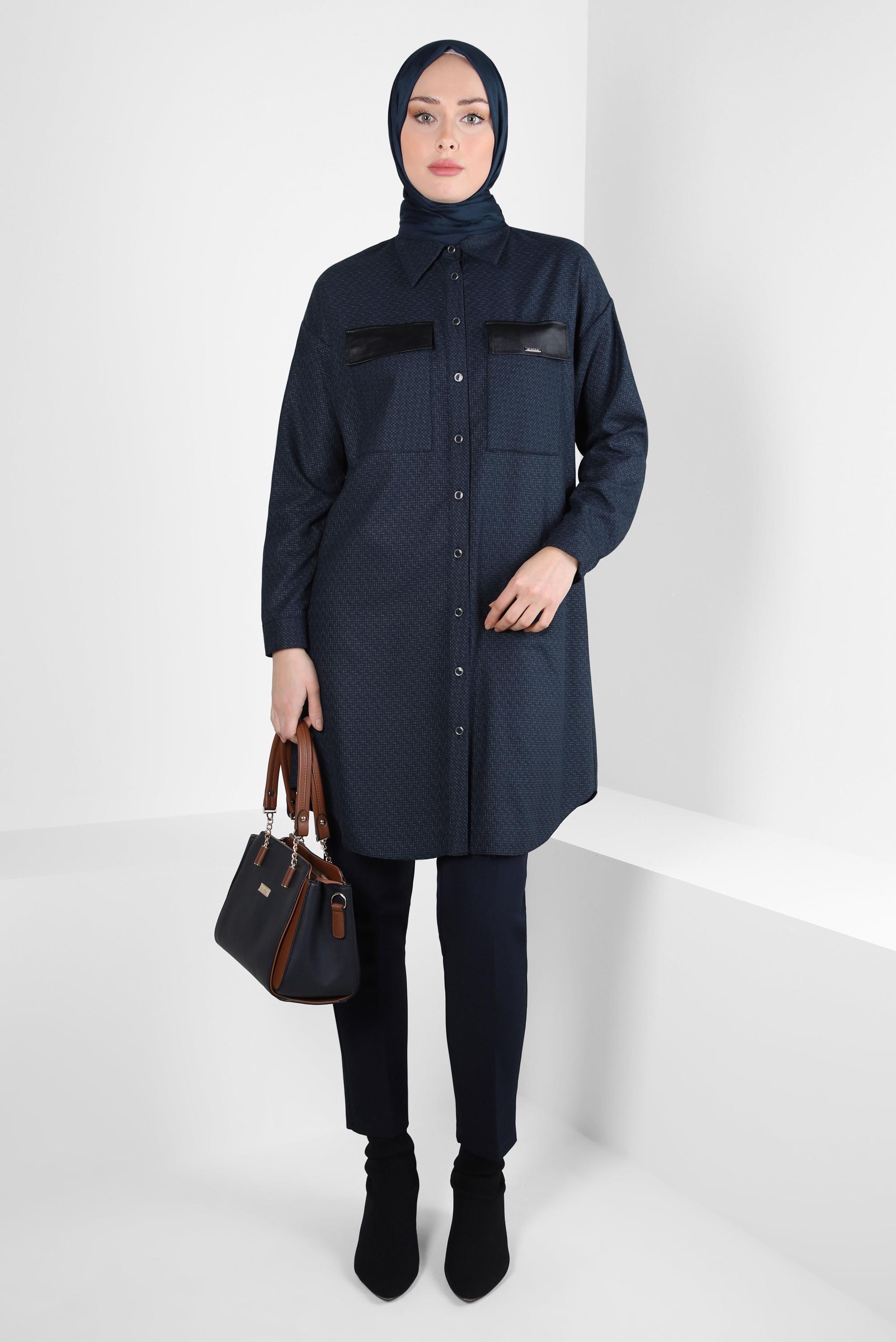 Tesettür giyim LACİVERT YÜKSEK BEL PANTOLON 70618