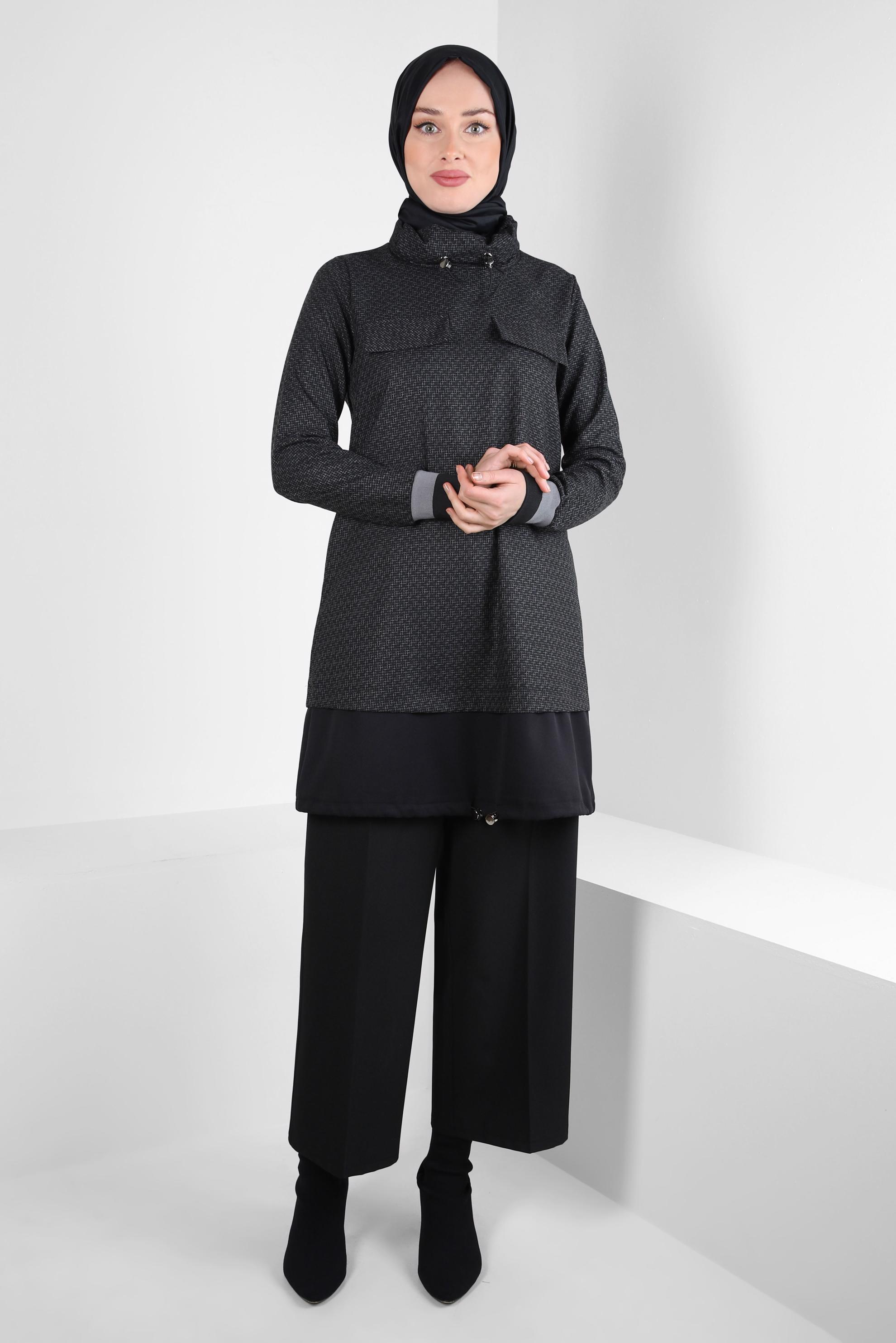 Tesettür giyim SİYAH GENİŞ PAÇA PANTOLON 70620