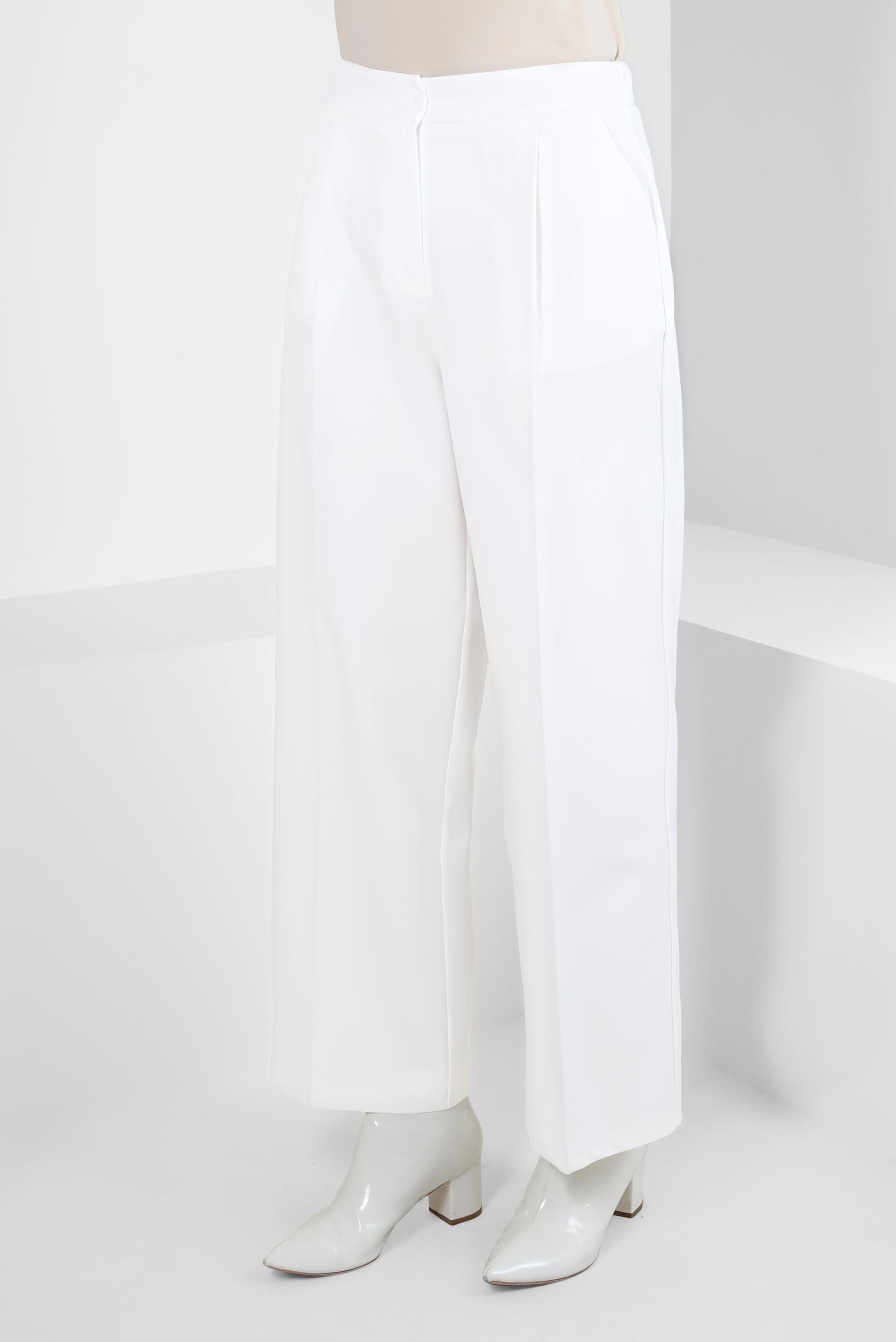 Tesettür giyim BEYAZ GENİŞ PAÇA PANTOLON 70620