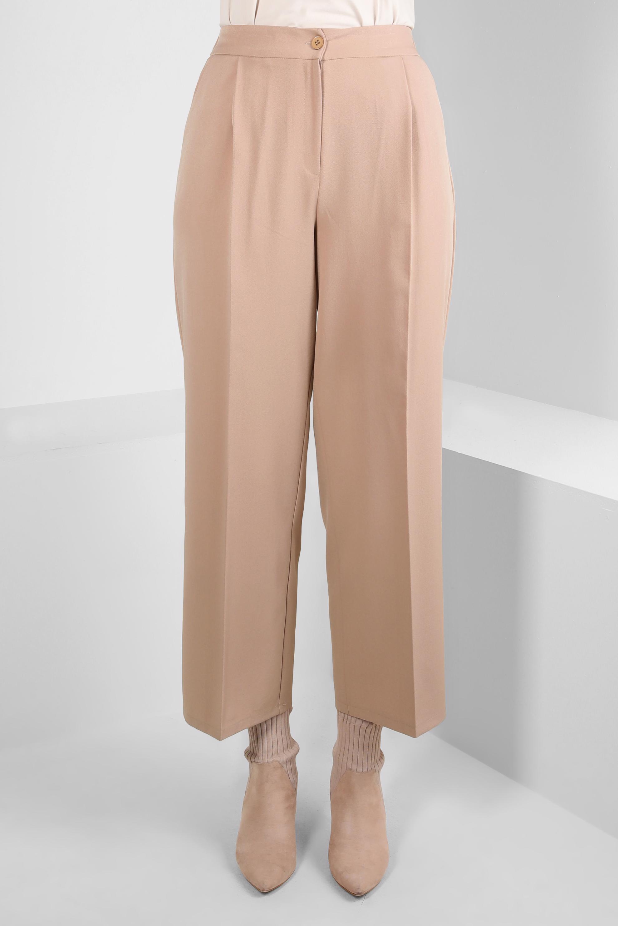 Tesettür giyim BEJ GENİŞ PAÇA PANTOLON 70620