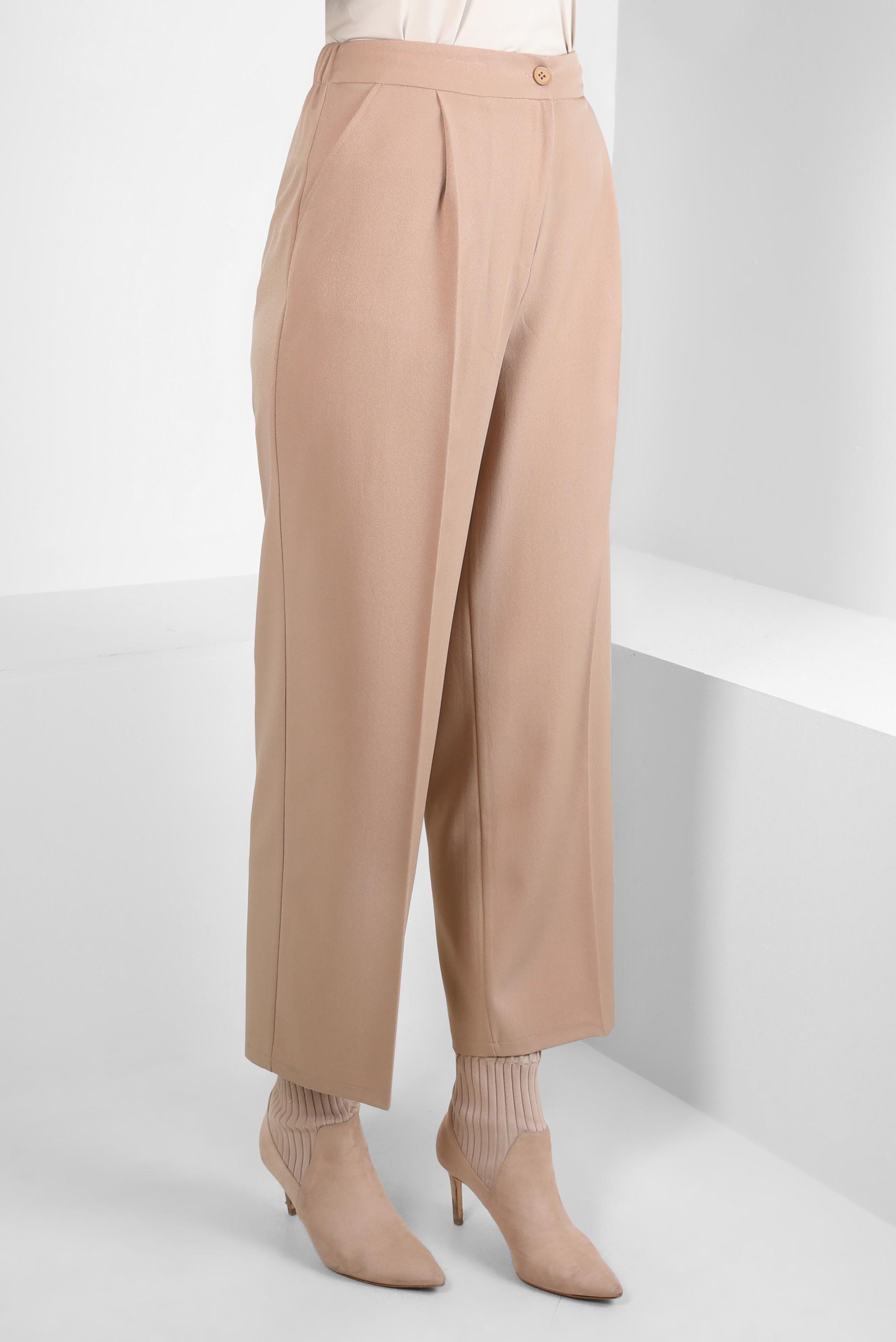 Tesettür giyim BEJ GENİŞ PAÇA PANTOLON 70620