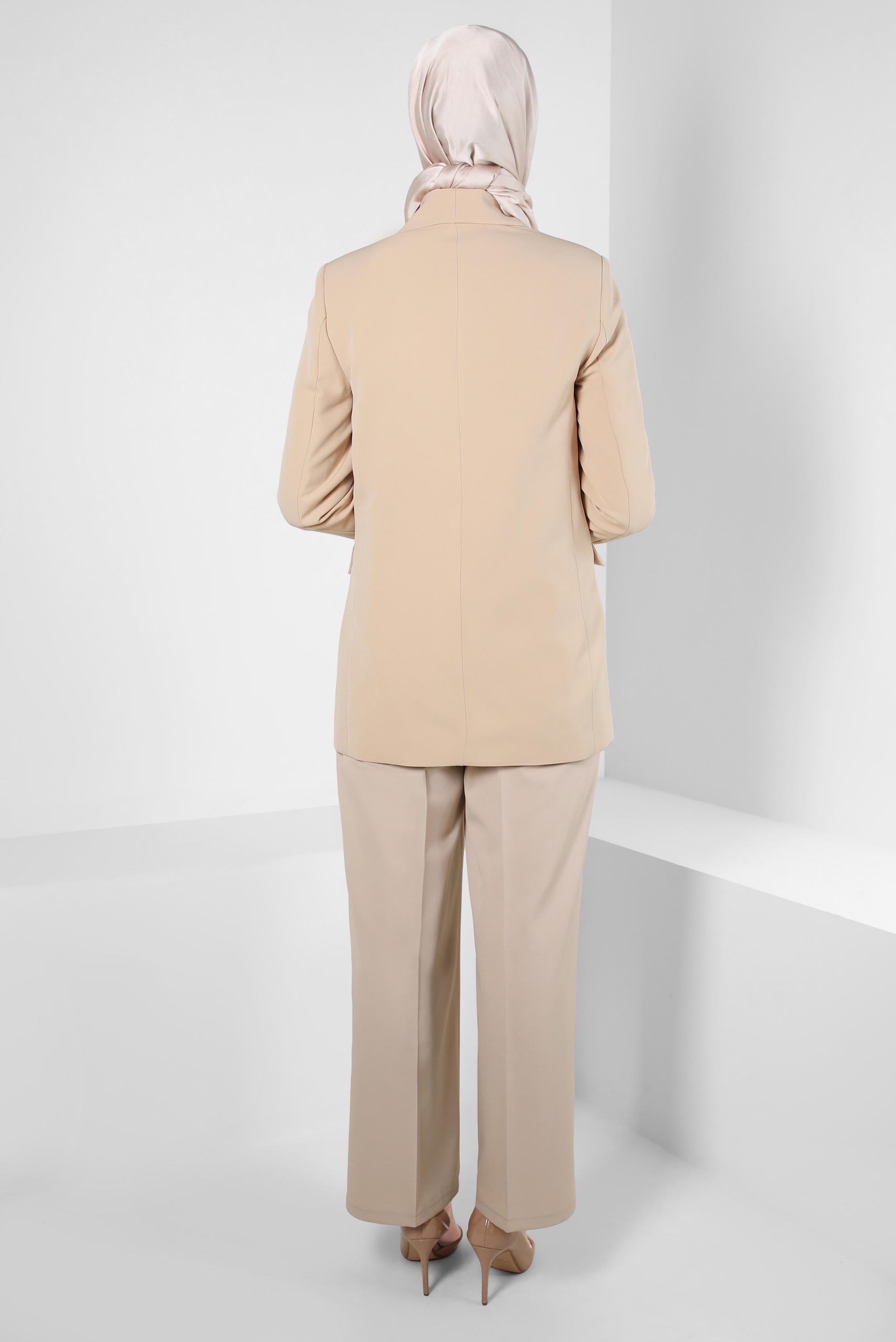 Tesettür giyim BEJ GENİŞ PAÇA PANTOLON 70620