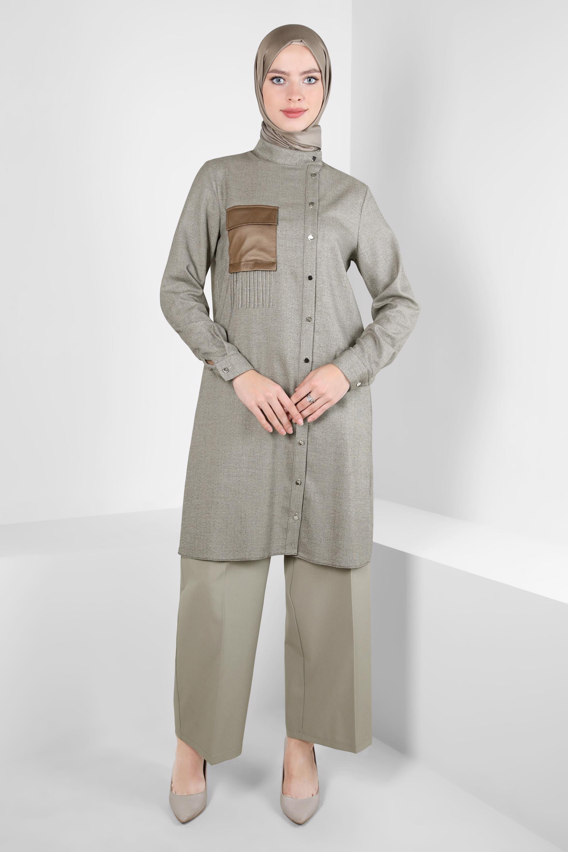 Tesettür giyim KUM GENİŞ PAÇA PANTOLON 70620