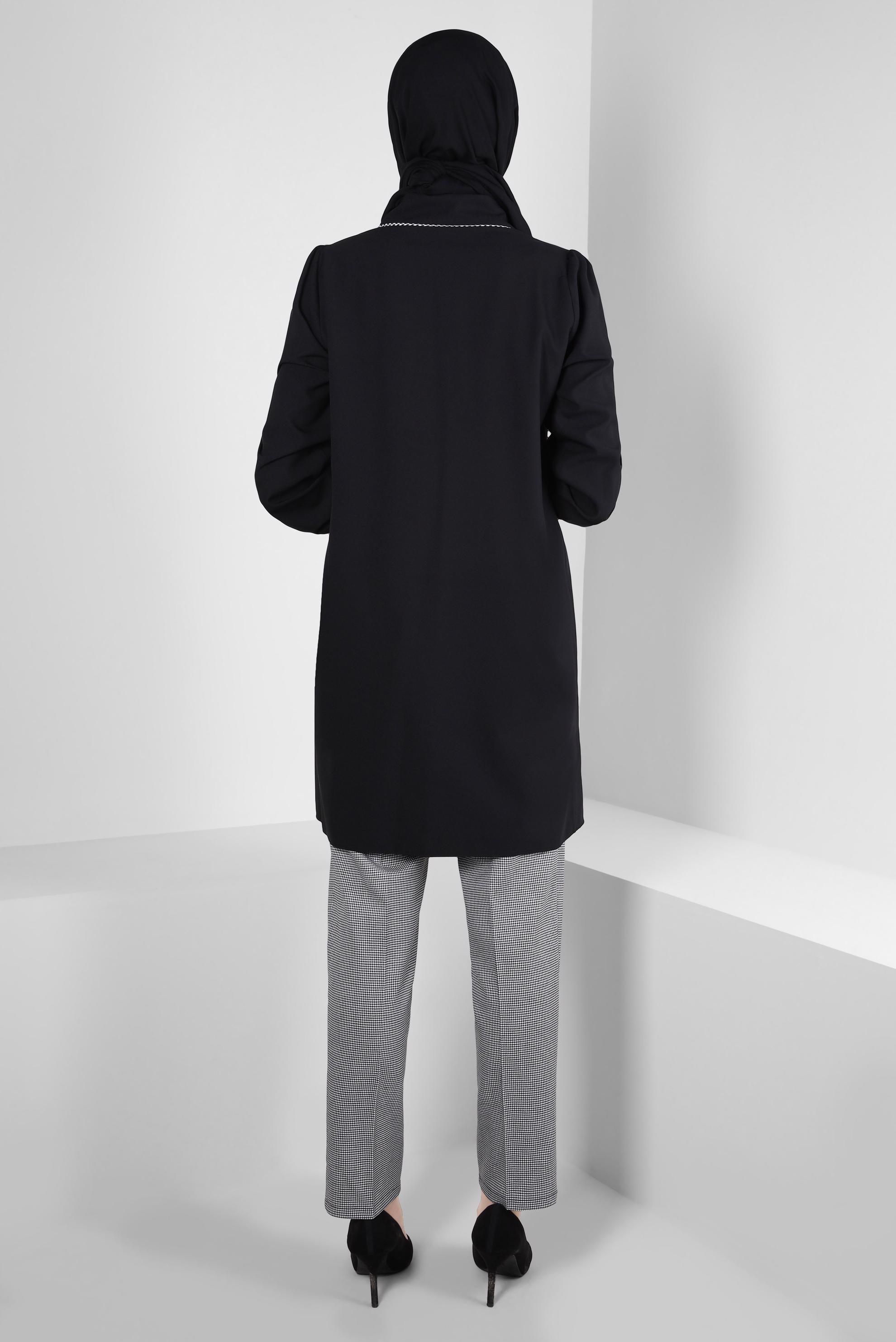 Vêtements hijab NOIR PANTALON TEXTURÉ PIED DE POULE 70622