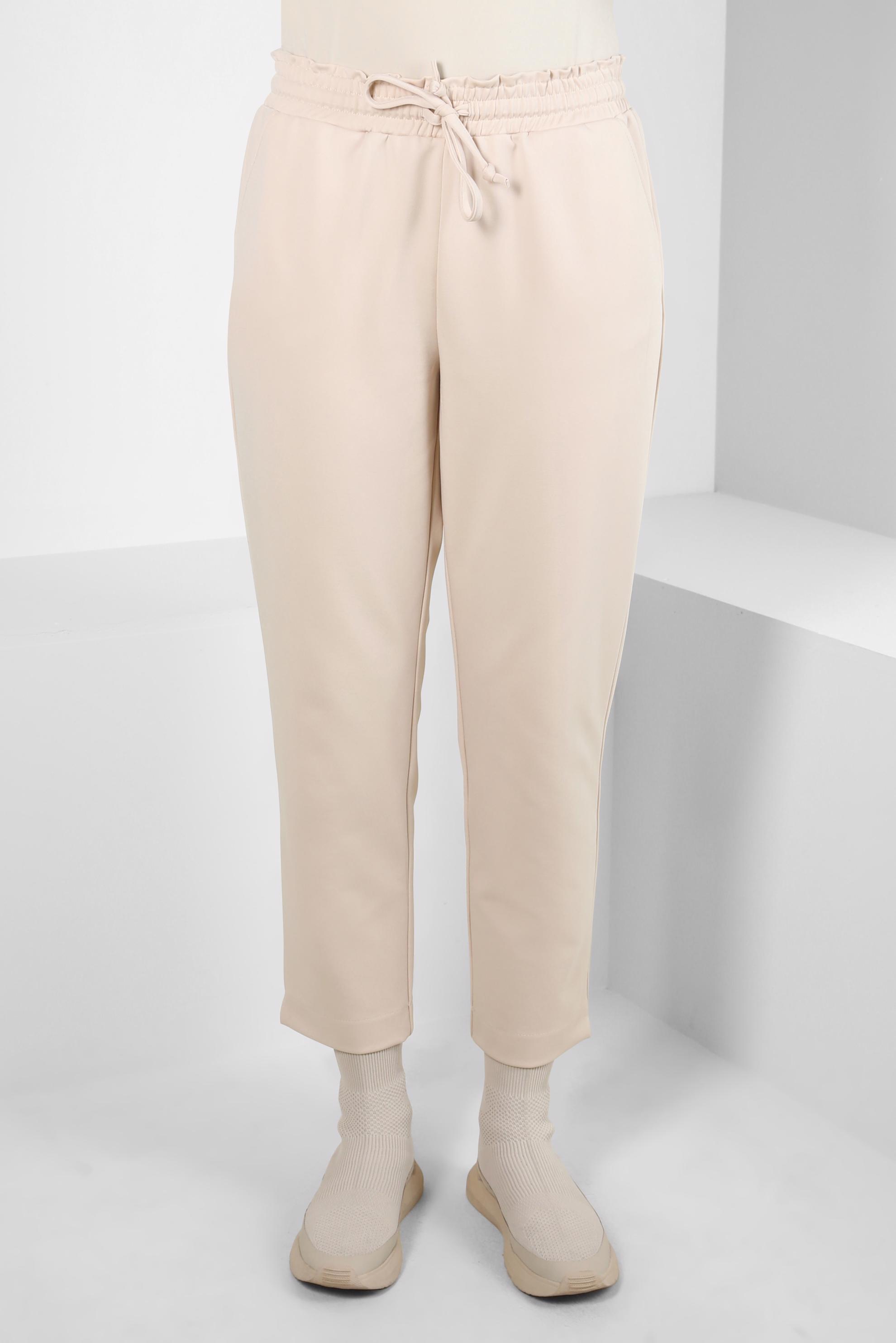 Tesettür giyim BEJ BELİ LASTİKLİ PANTOLON 70623