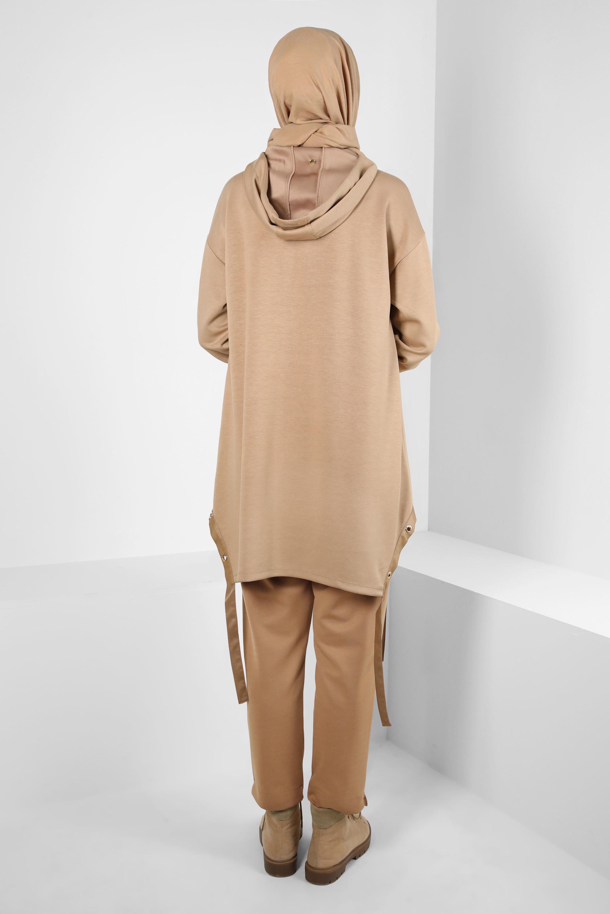 Tesettür giyim KAHVE BELİ LASTİKLİ PANTOLON 70623