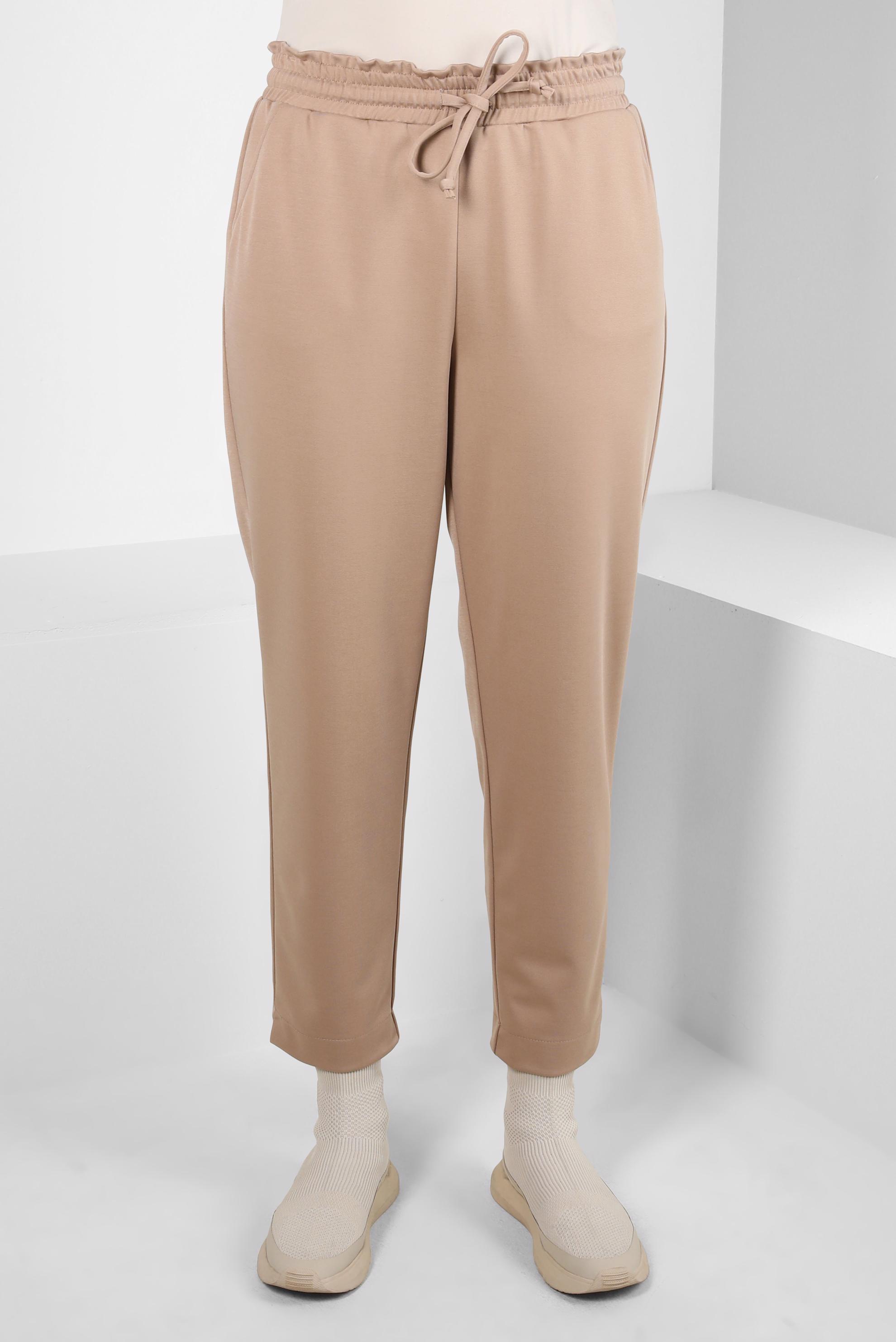 Tesettür giyim BEJ BELİ LASTİKLİ PANTOLON 70623