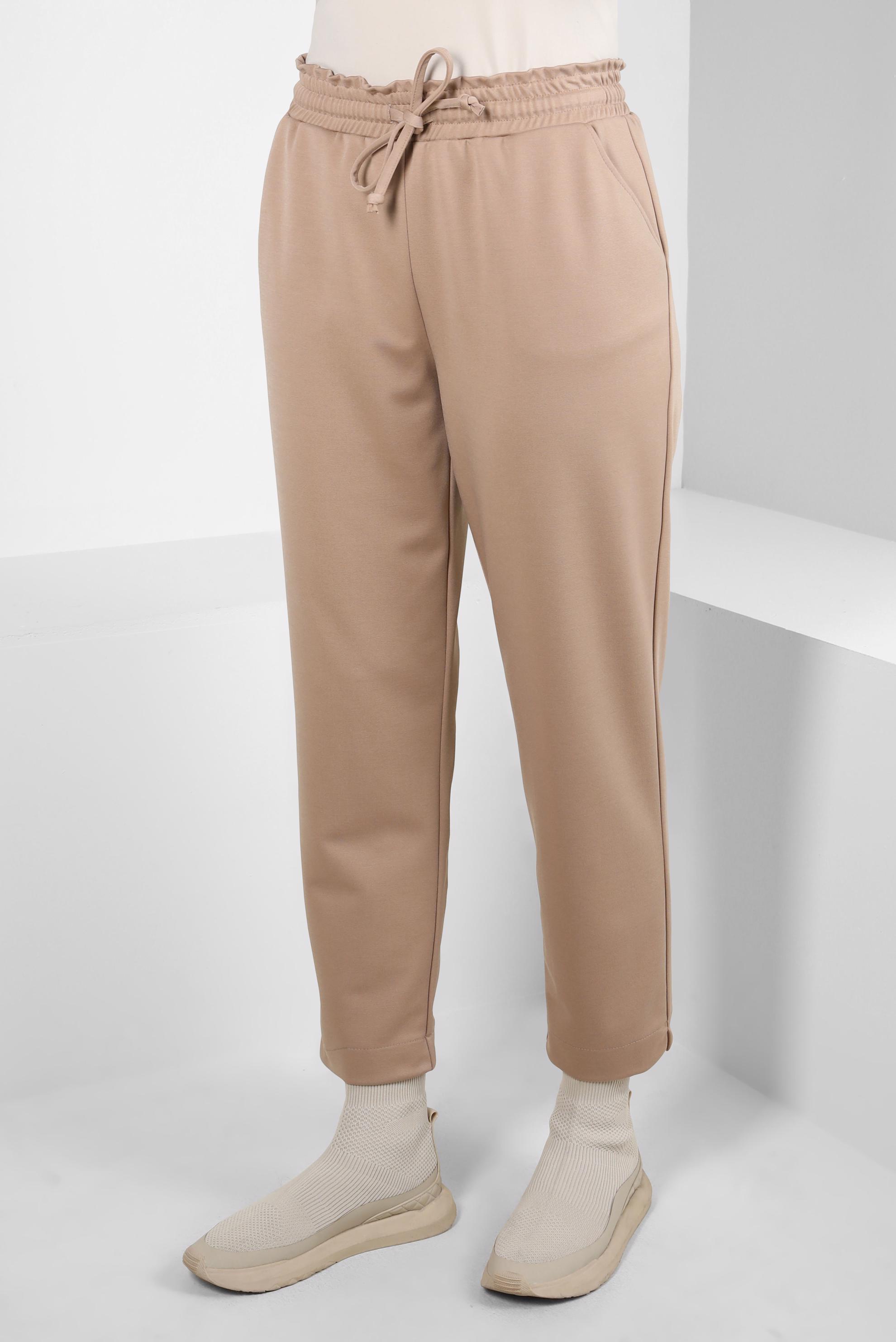 Tesettür giyim BEJ BELİ LASTİKLİ PANTOLON 70623