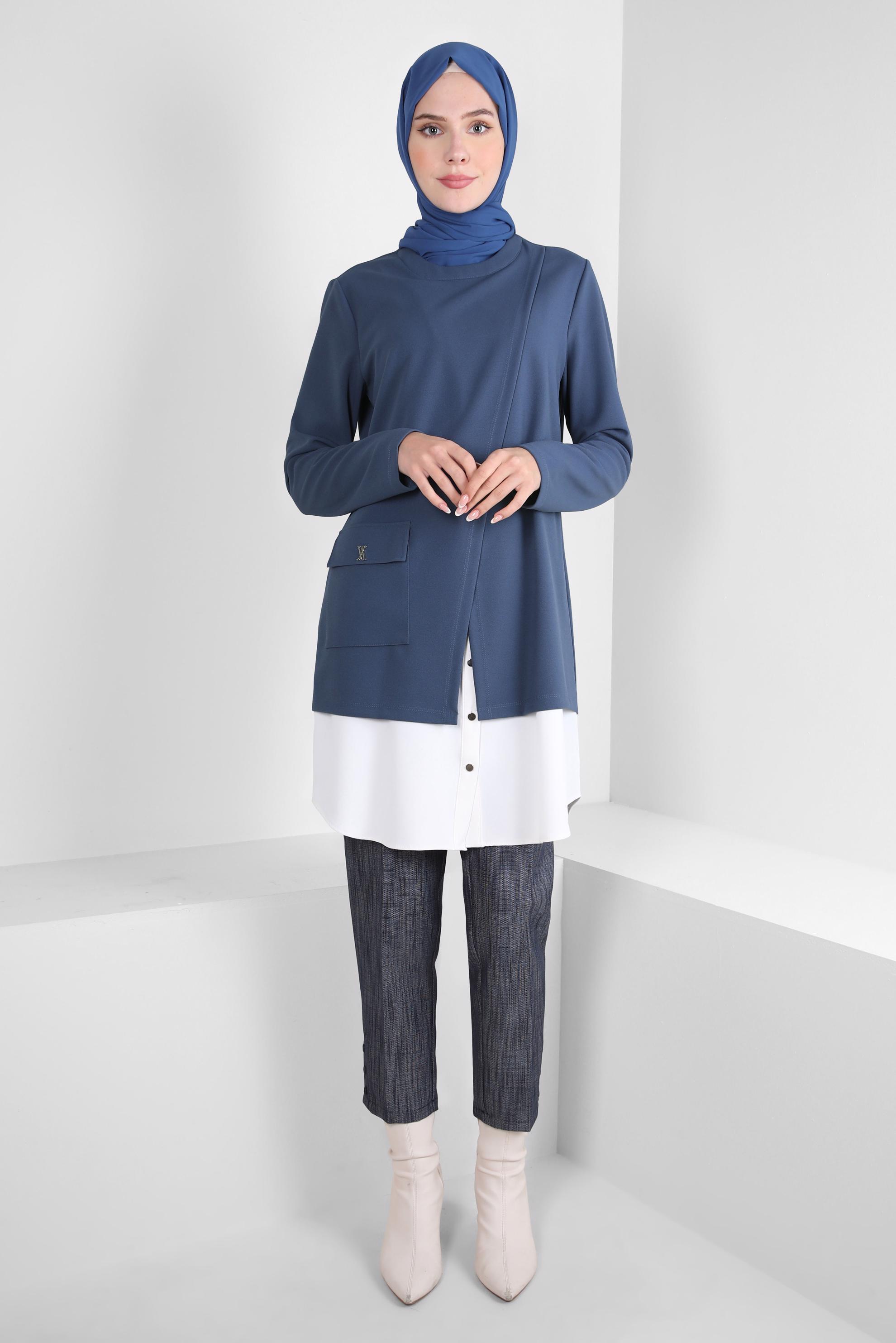 Tesettür giyim LACİVERT YÜKSEK BEL PANTOLON 70624