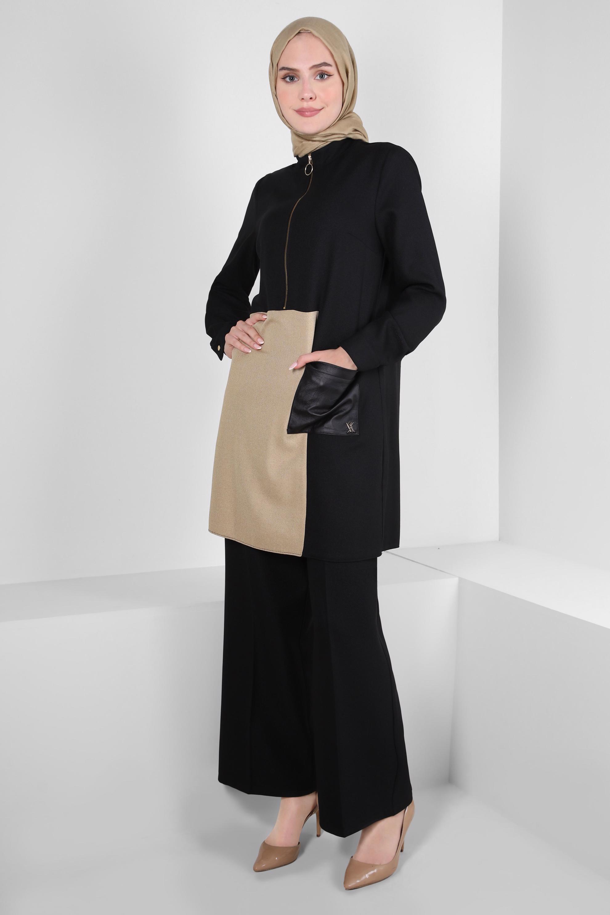 Tesettür giyim SİYAH GENİŞ PAÇA PANTOLON 70626