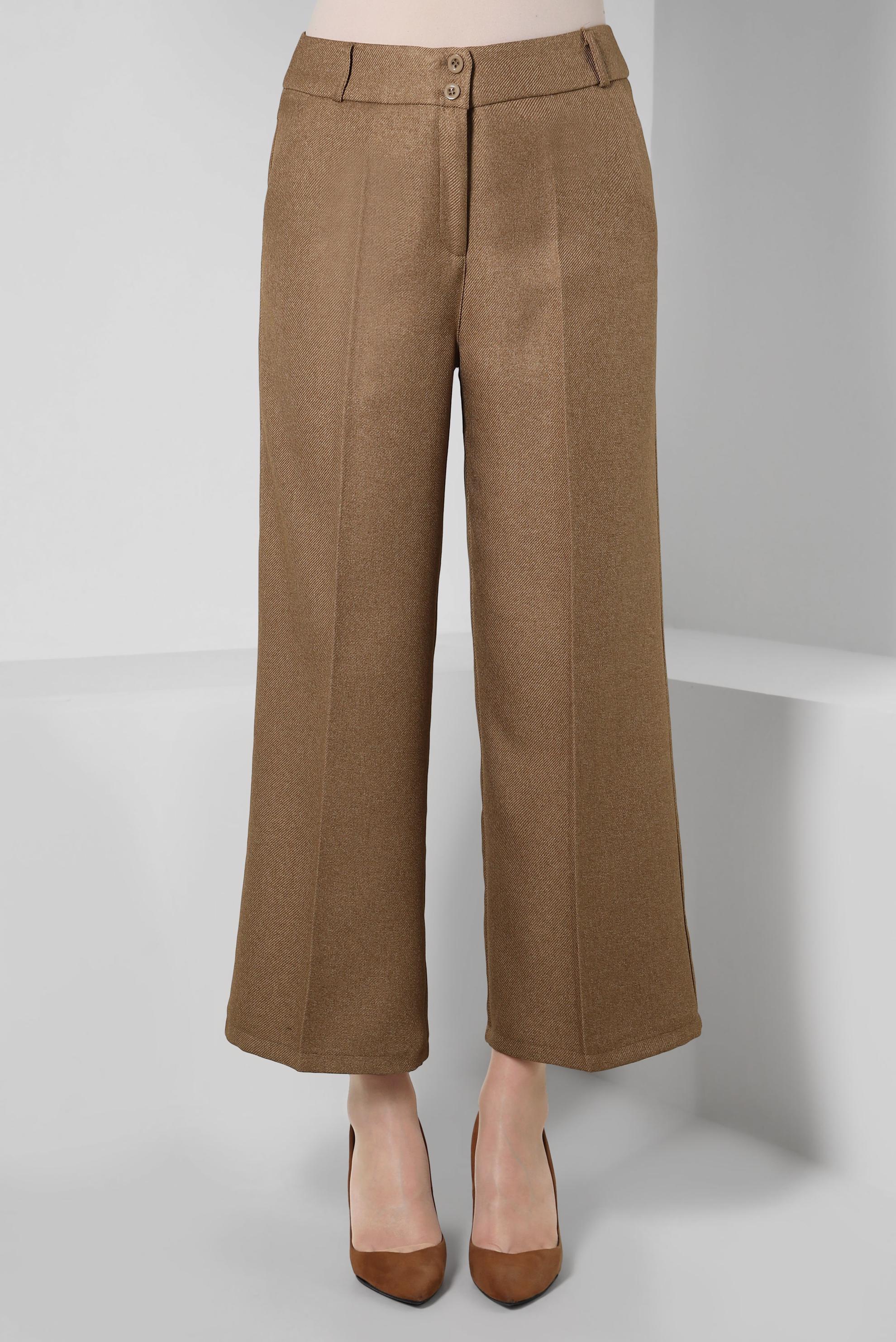 Tesettür giyim KAHVE GENİŞ PAÇA PANTOLON 70626