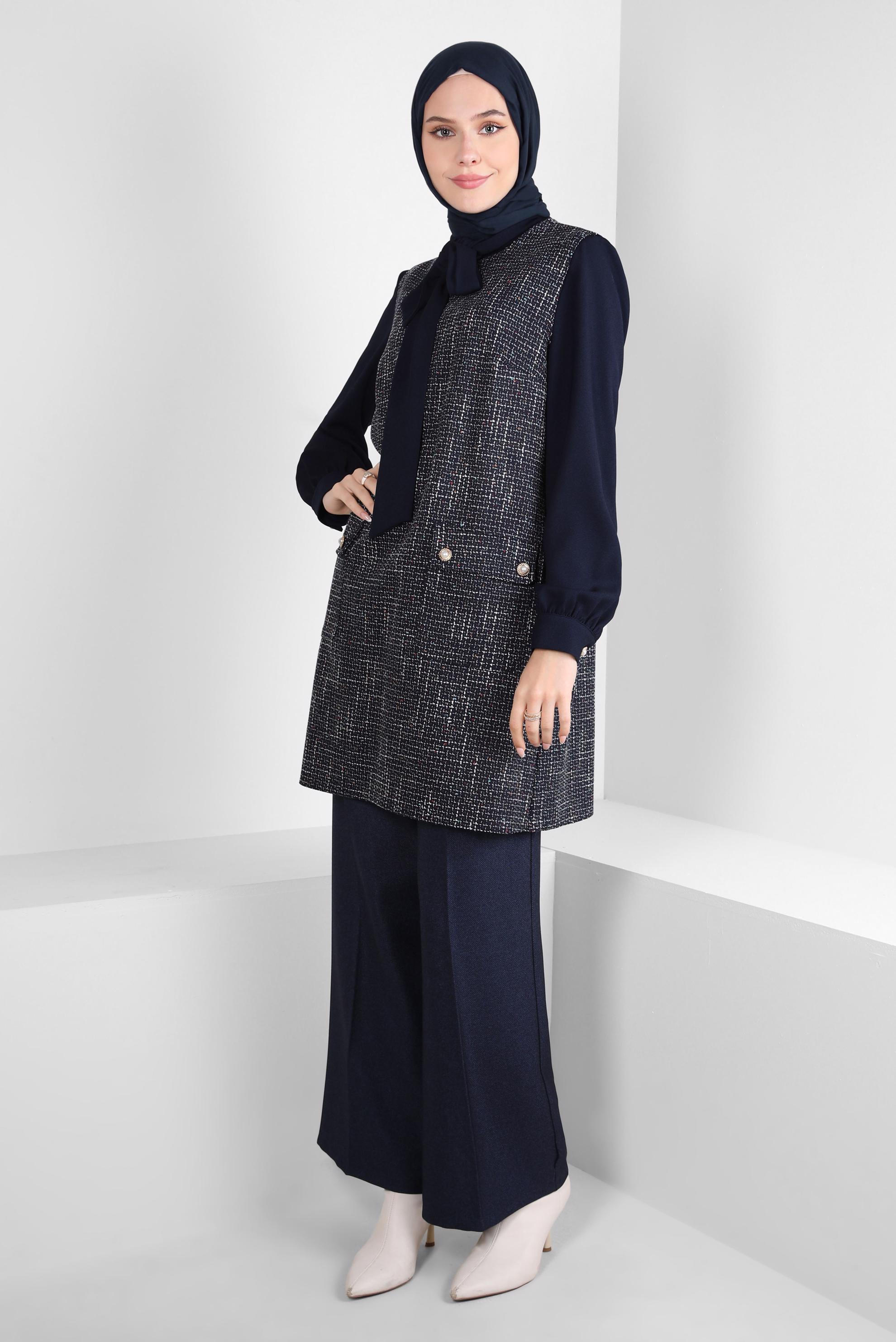 Tesettür giyim LACİVERT GENİŞ PAÇA PANTOLON 70626