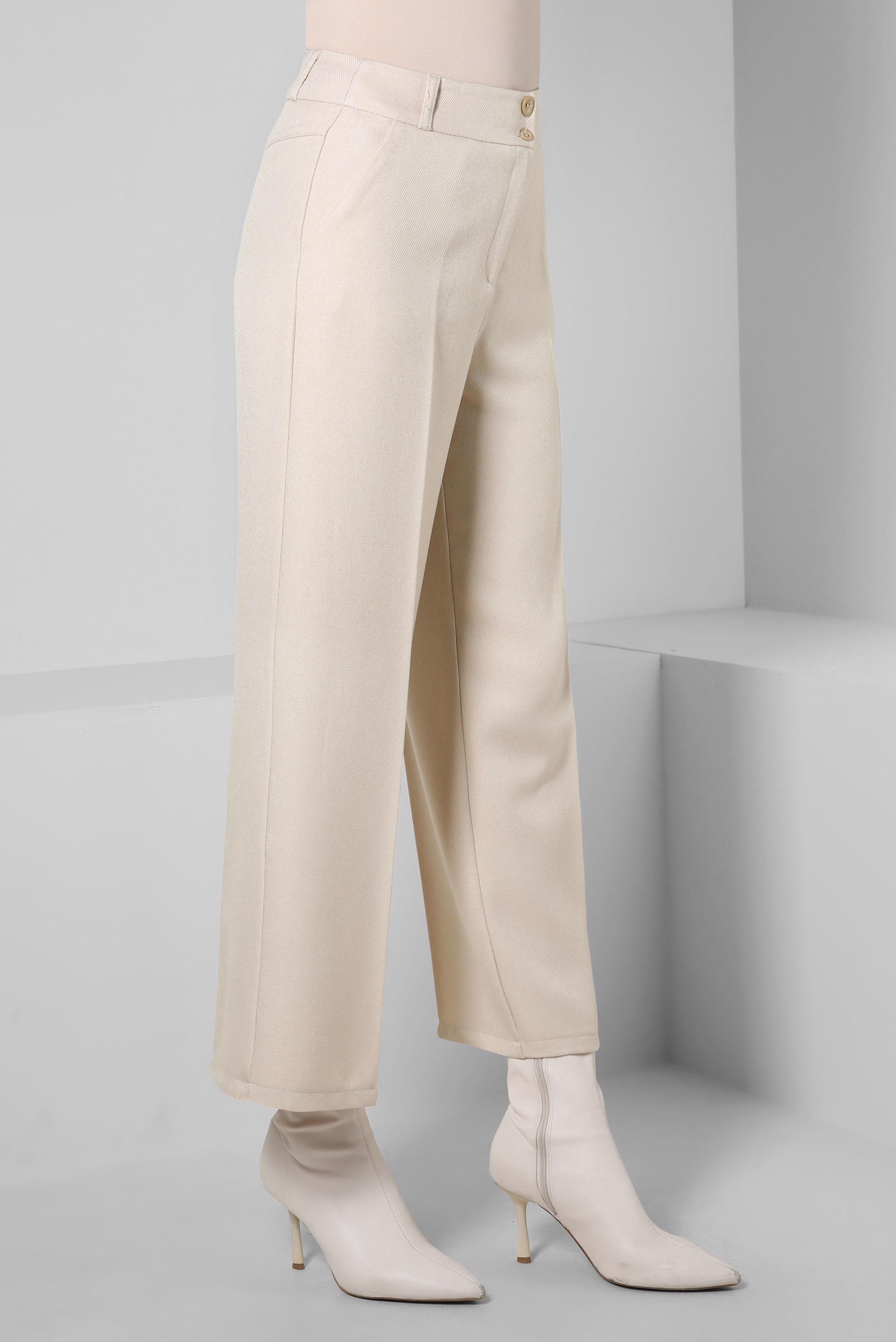 Tesettür giyim EKRU GENİŞ PAÇA PANTOLON 70626