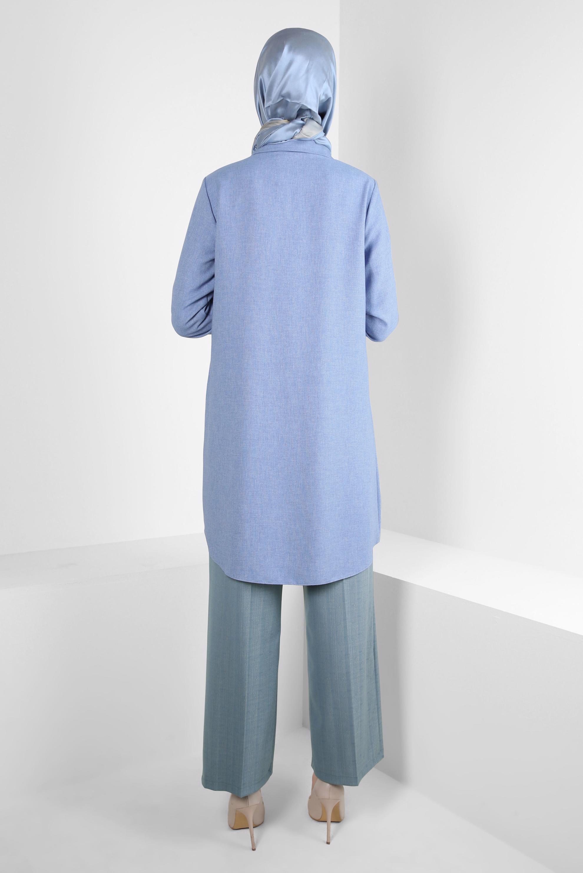 Vêtements hijab BLEU PANTALON TAILLE ÉLASTIQUE 70627