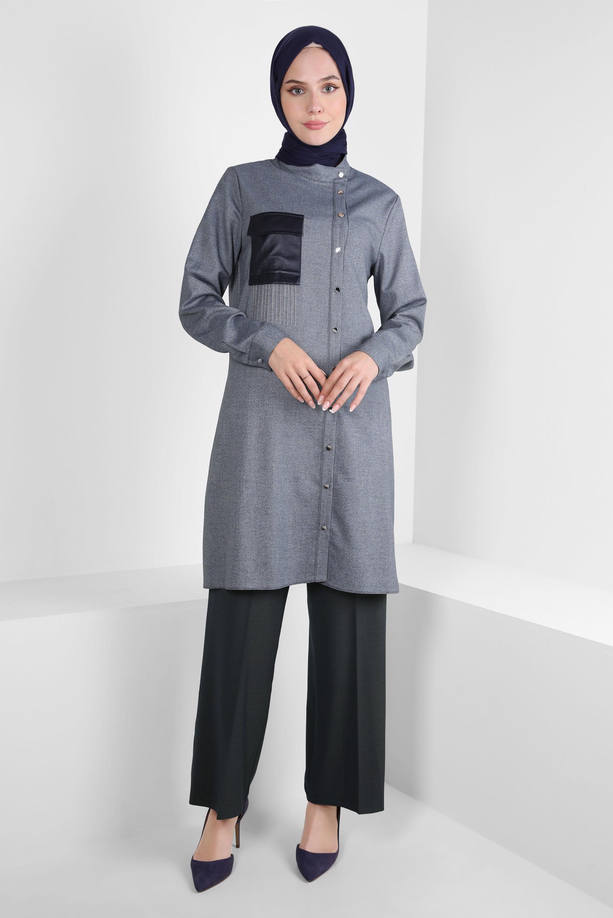 Vêtements hijab BLEU PANTALON TAILLE ÉLASTIQUE 70627