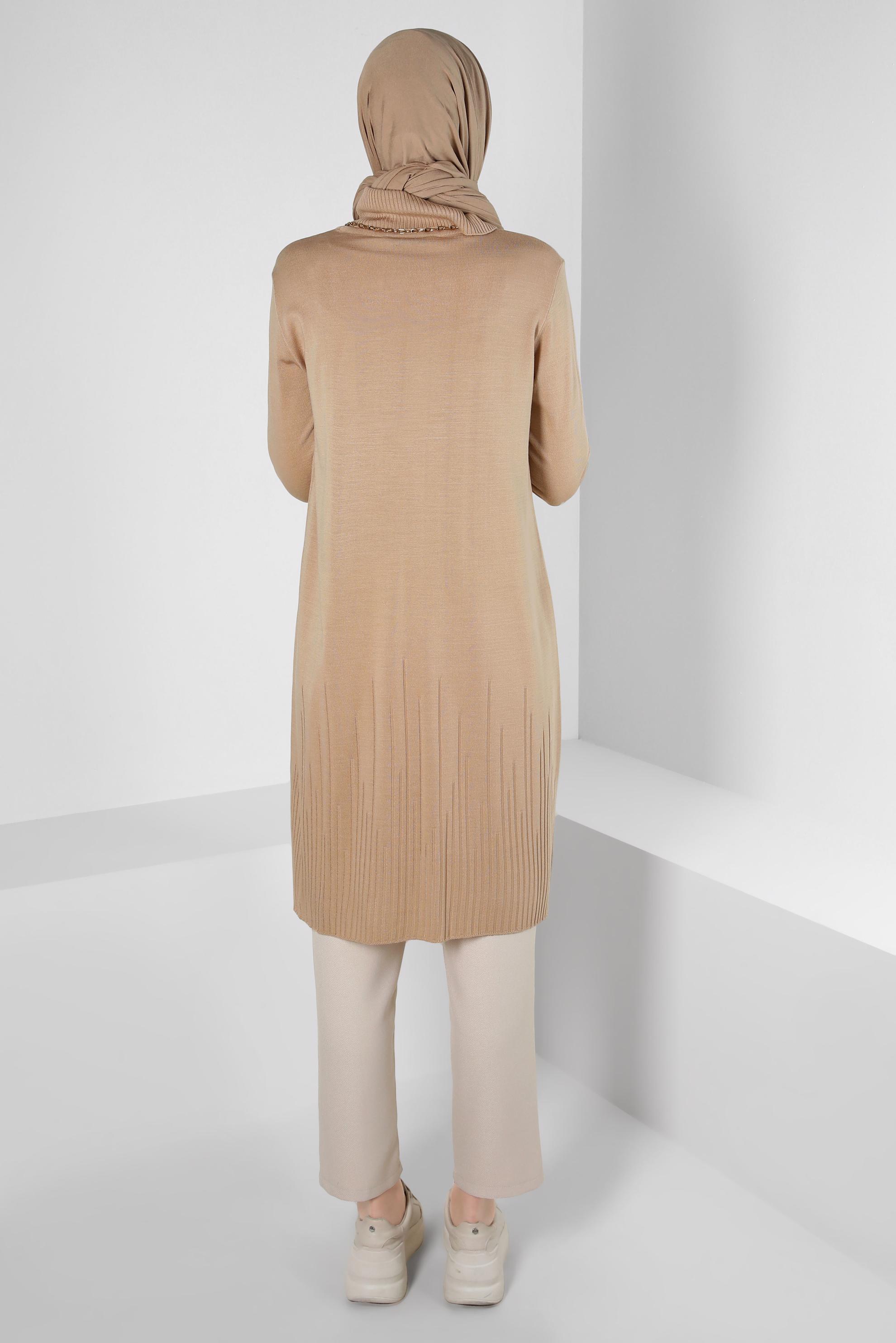 Tesettür giyim EKRU YÜKSEK BEL PANTOLON 70628