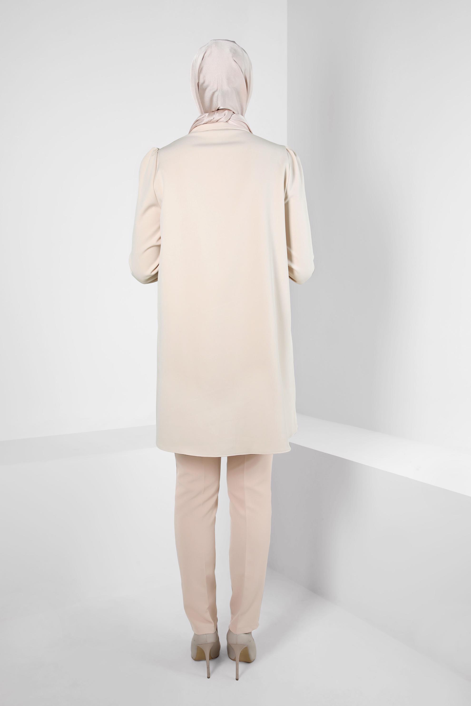 Tesettür giyim BEJ DAR PAÇA PANTOLON 70629