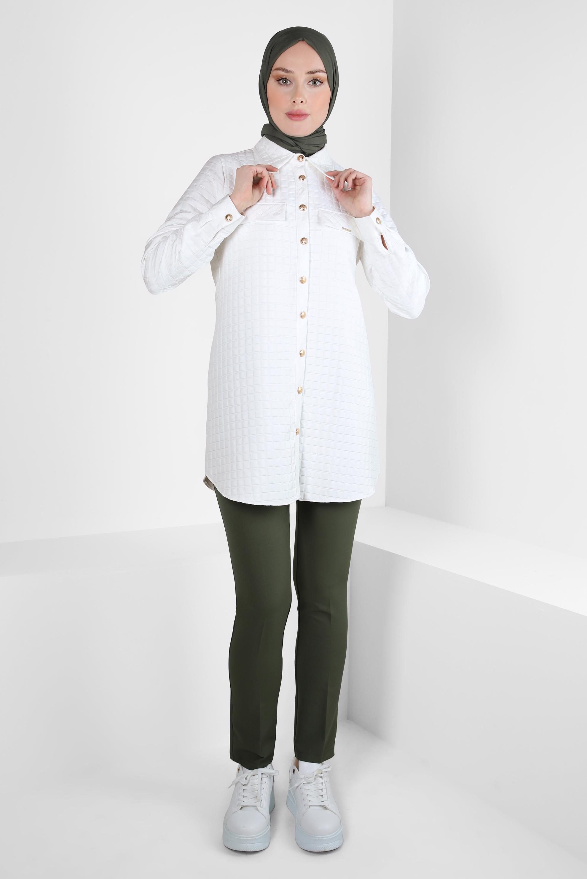 Tesettür giyim HAKİ DAR PAÇA PANTOLON 70629