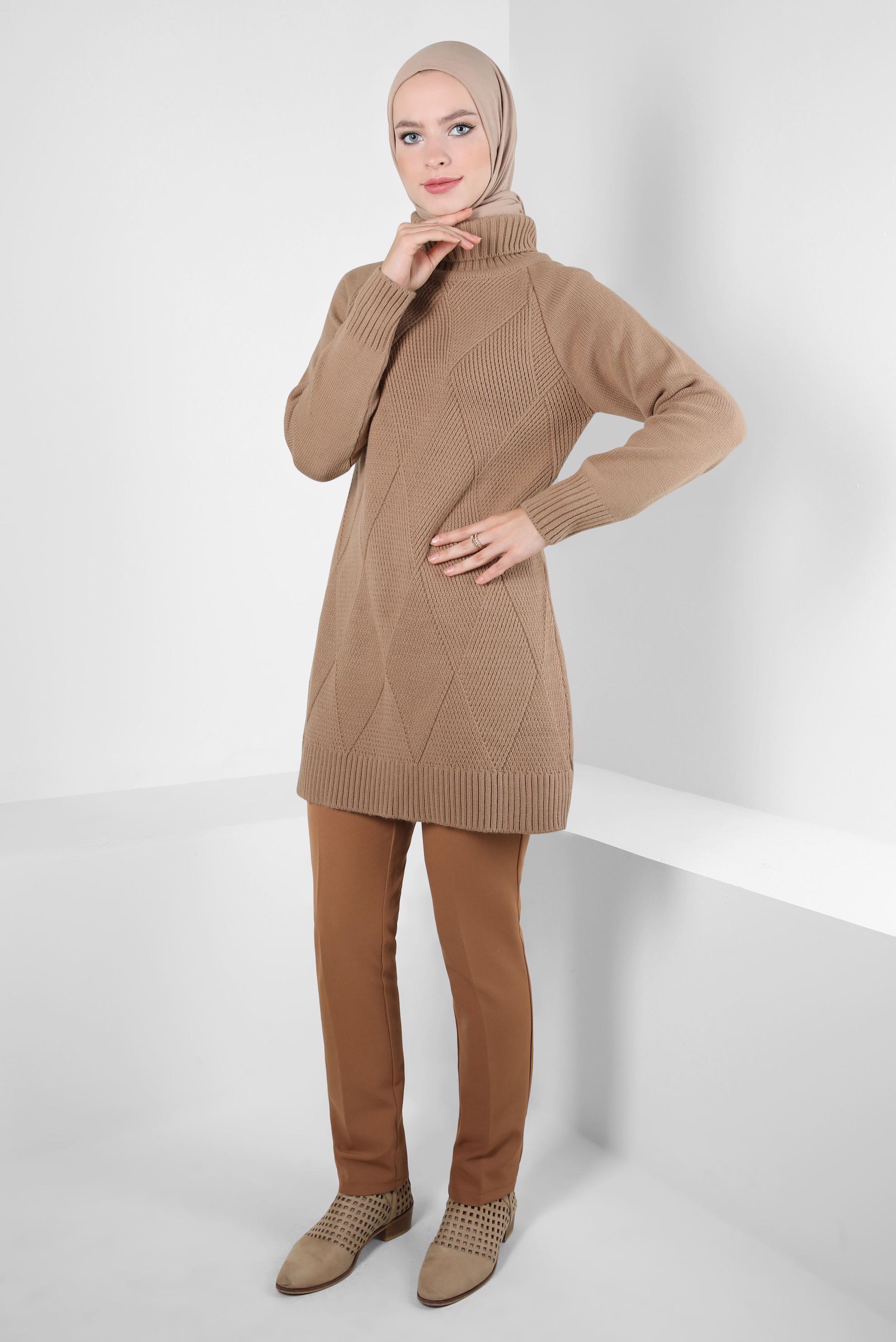 Tesettür giyim TABA DAR PAÇA PANTOLON 70629