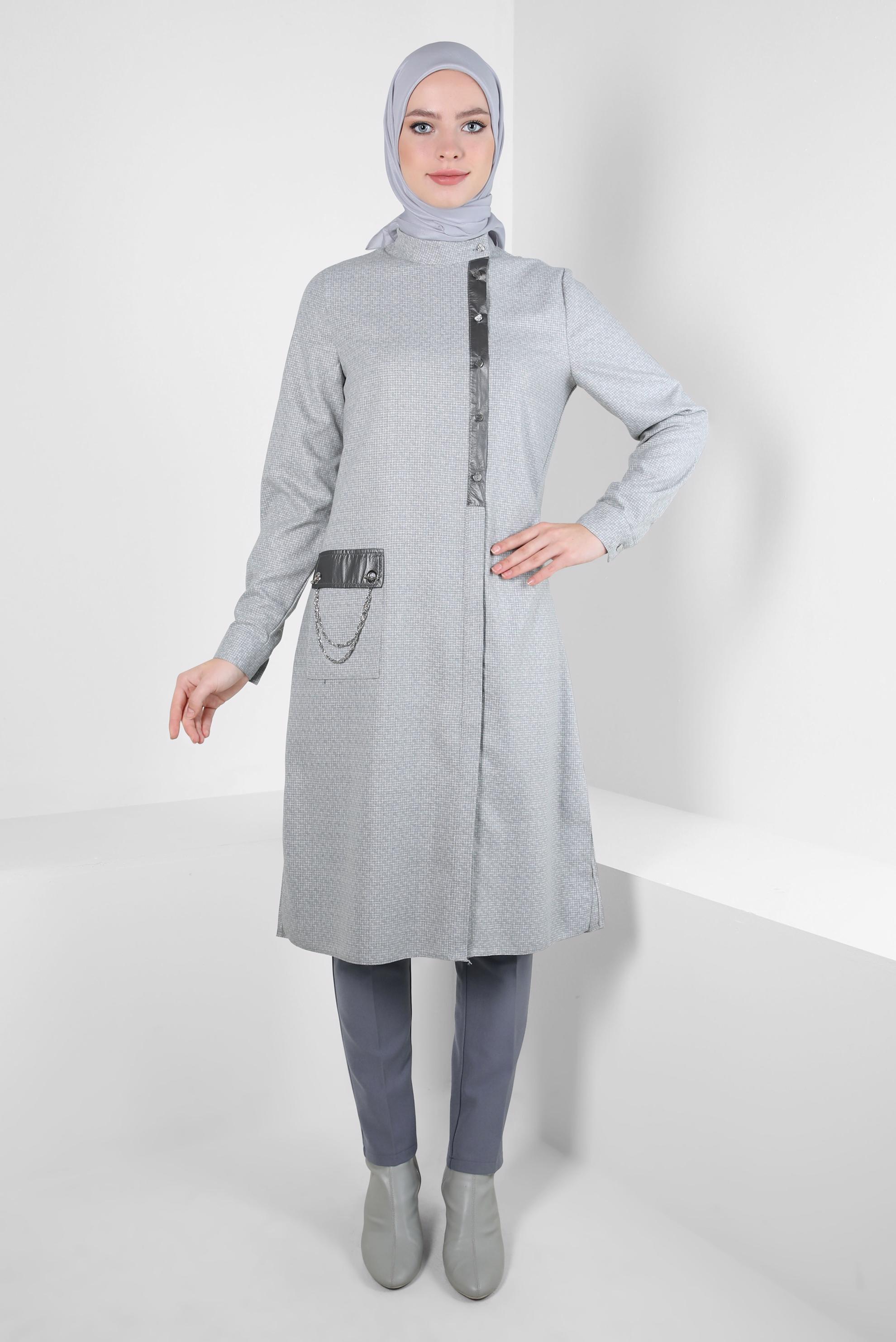 Tesettür giyim GRİ DAR PAÇA PANTOLON 70629