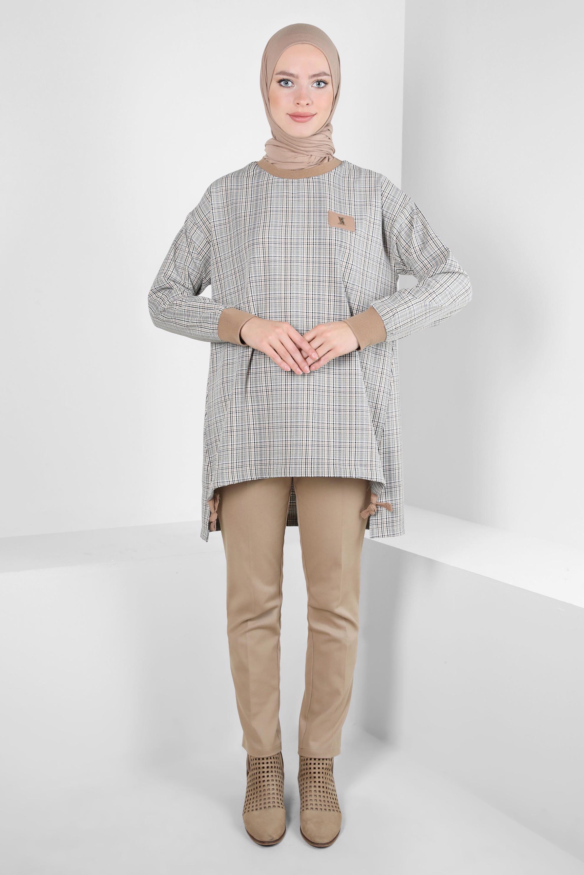 Tesettür giyim BEJ DAR PAÇA PANTOLON 70631