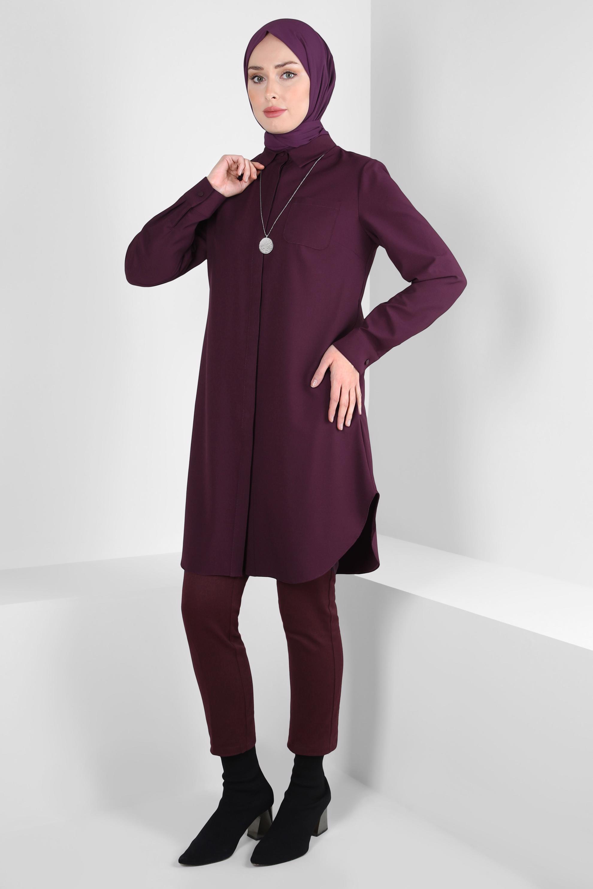 Tesettür giyim BORDO DAR PAÇA PANTOLON 70631