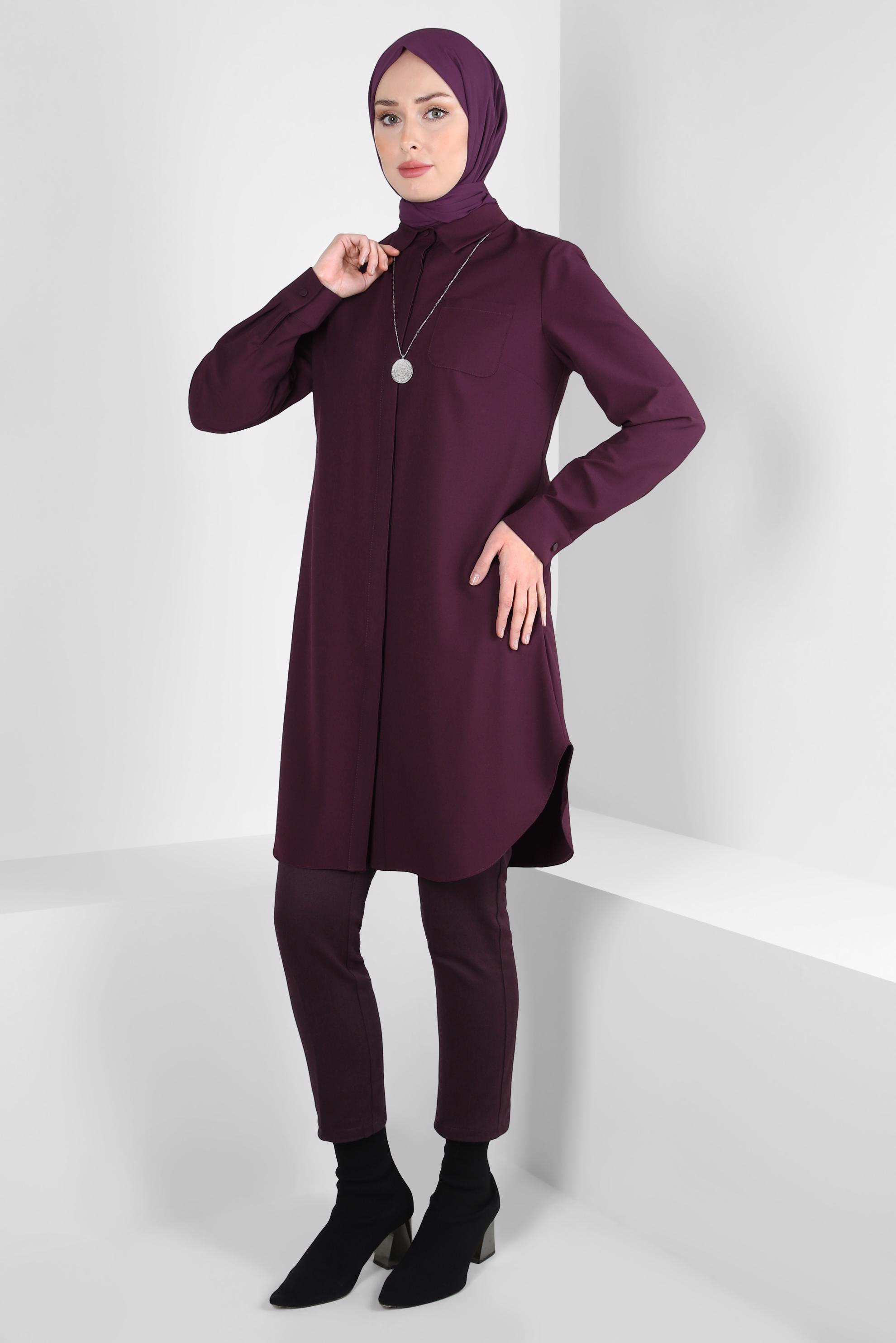 Tesettür giyim BORDO DAR PAÇA PANTOLON 70631