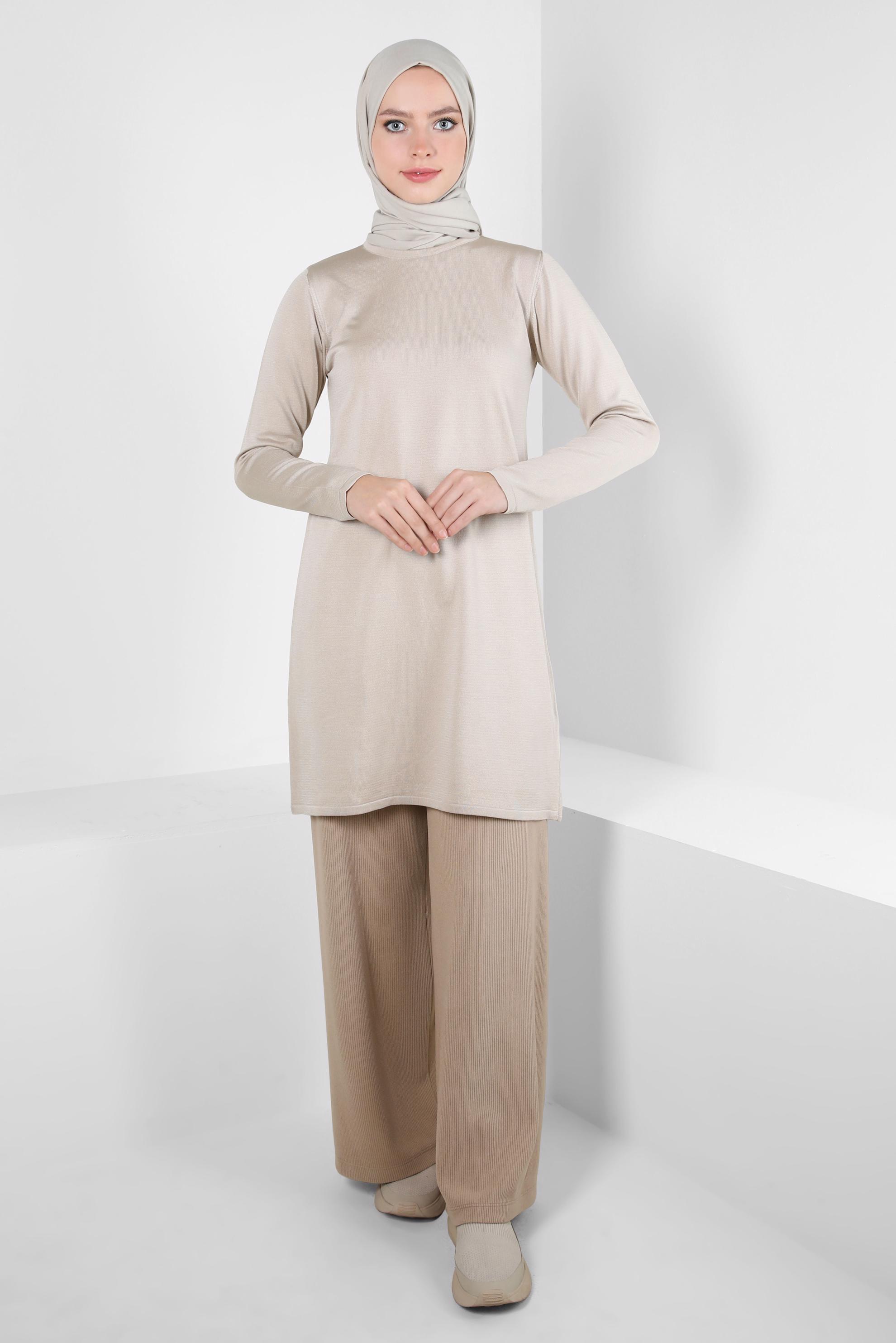 Tesettür giyim KUM GENİŞ PAÇA PANTOLON 70632