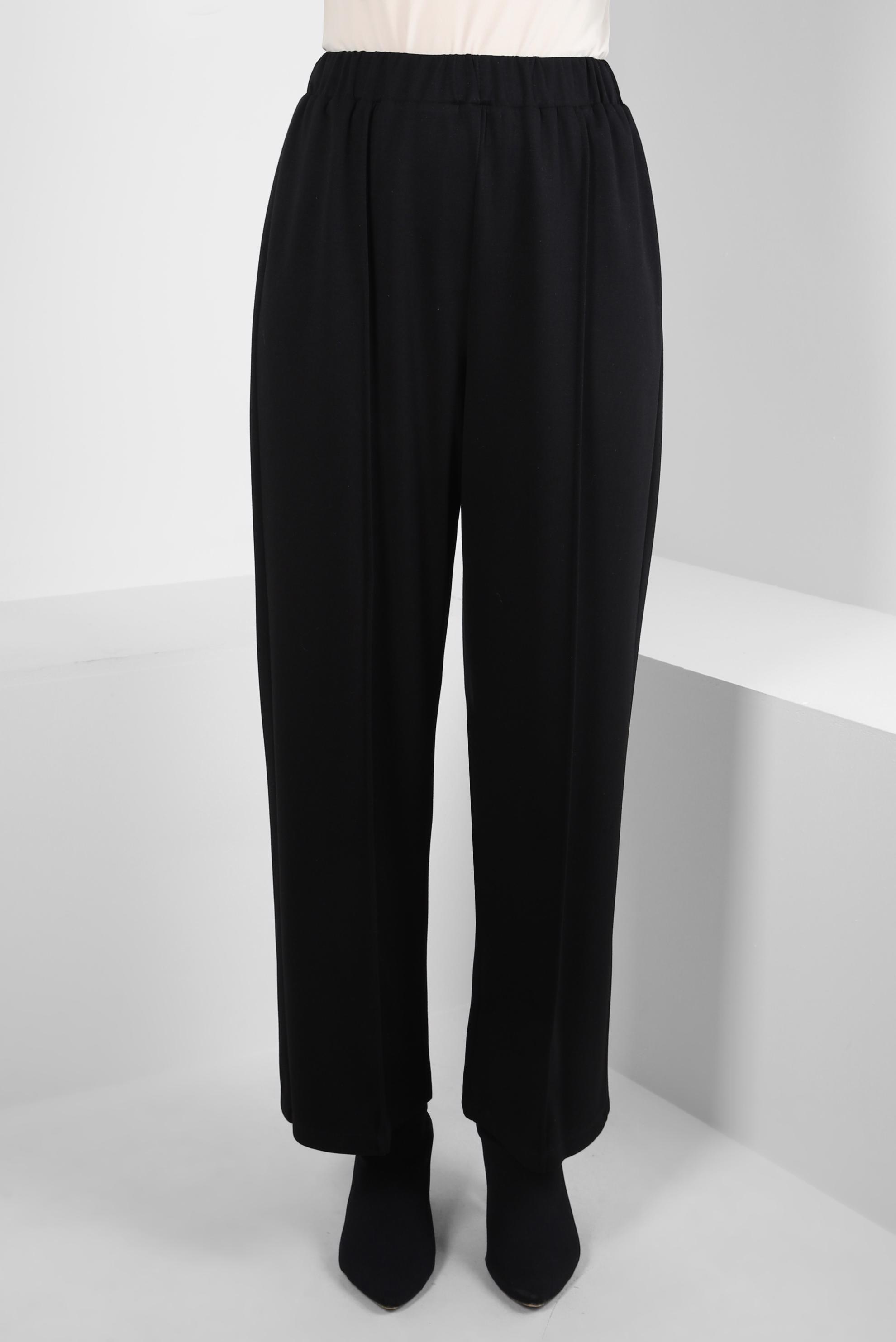 Tesettür giyim SİYAH BELİ LASTİKLİ PANTOLON 70633