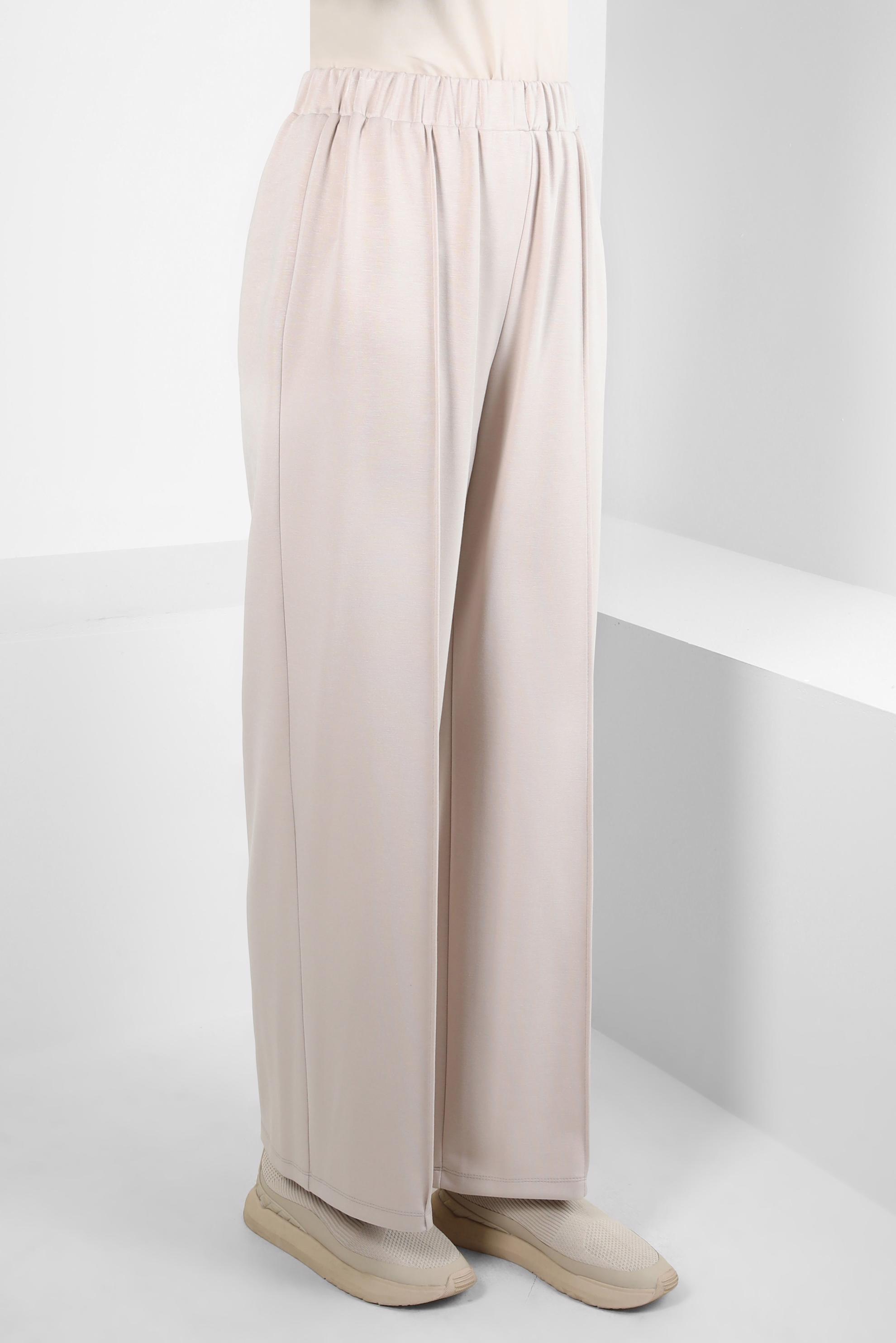 Tesettür giyim BEJ BELİ LASTİKLİ PANTOLON 70633